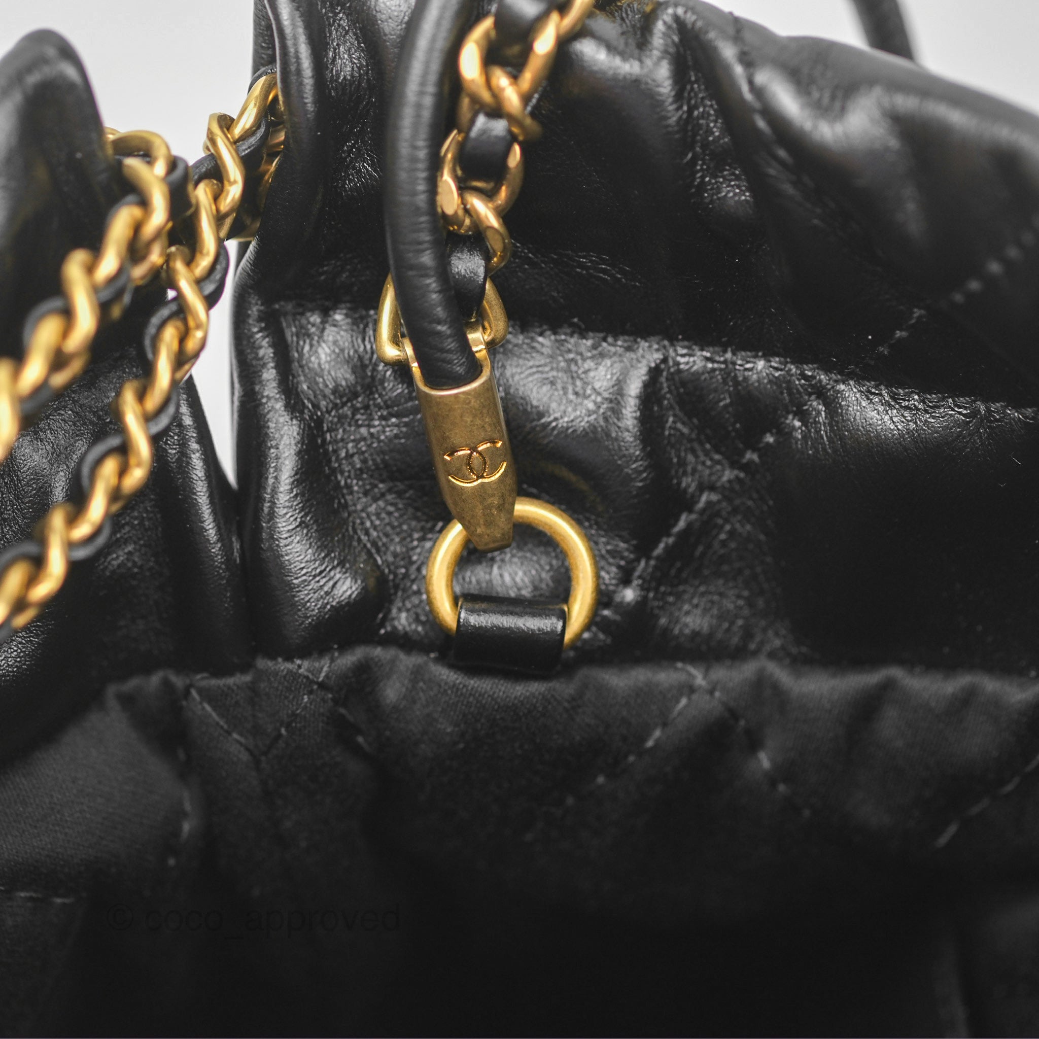 Chanel 22 Mini Bag Black Shiny Crumpled Calfskin Leather Crossbody Purse for Women | Luxury Designer Handbag for Date Night, Parties & Everyday Use