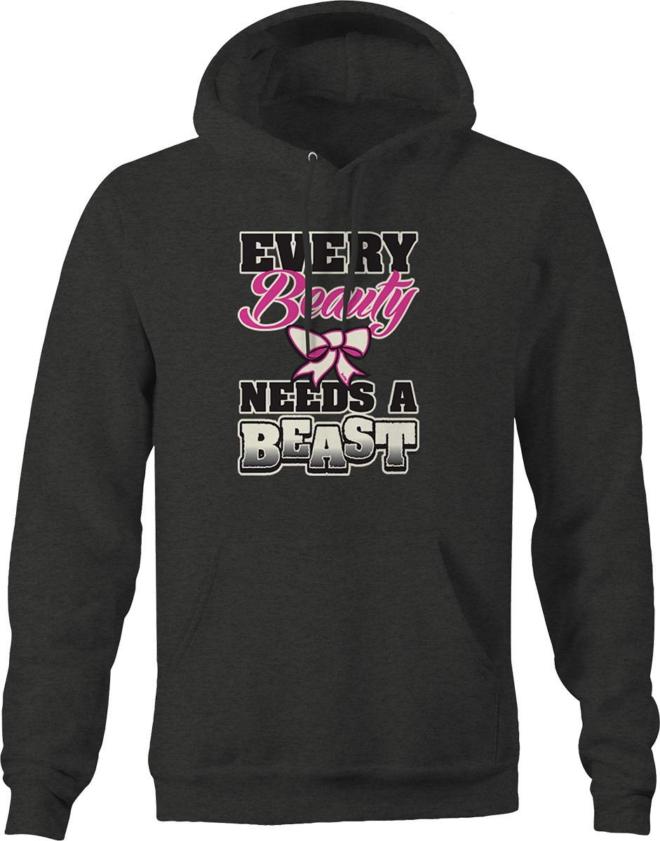 Every Beauty Needs a Beast Men's Hoodie - Soft Gray Pullover Sweatshirt for Casual Wear & Street Style