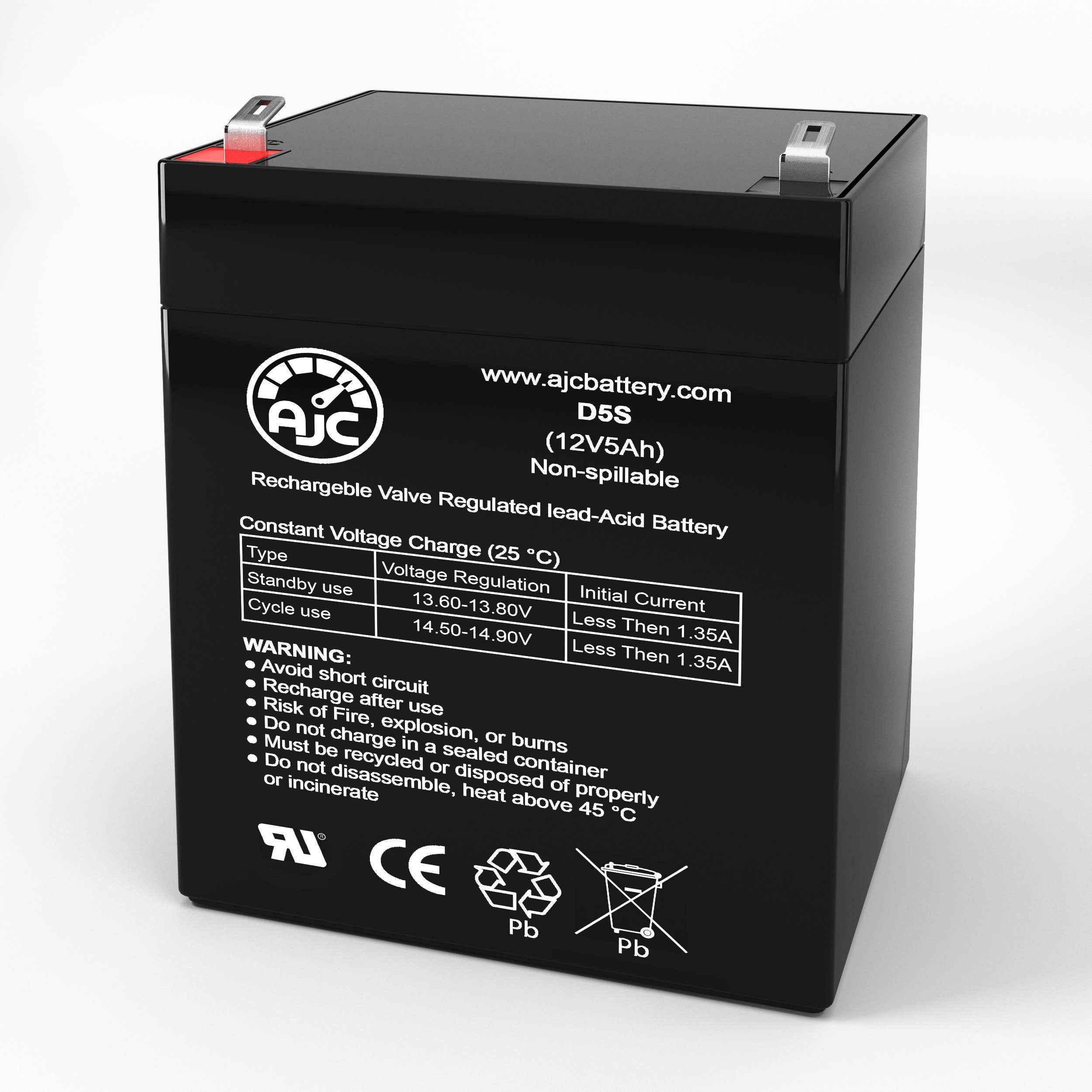 AJC 12V 5Ah Rechargeable Battery Replacement for ADT 804302 Alarm System - Perfect for Home Security, Emergency Lights & Backup Power Supply