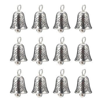20pcs Silver Christmas Jingle Bell Charms for Jewelry Making, DIY Crafts, Xmas Tree Ornaments - Perfect for Holiday Decorations, Gift Wrapping & Party Favors