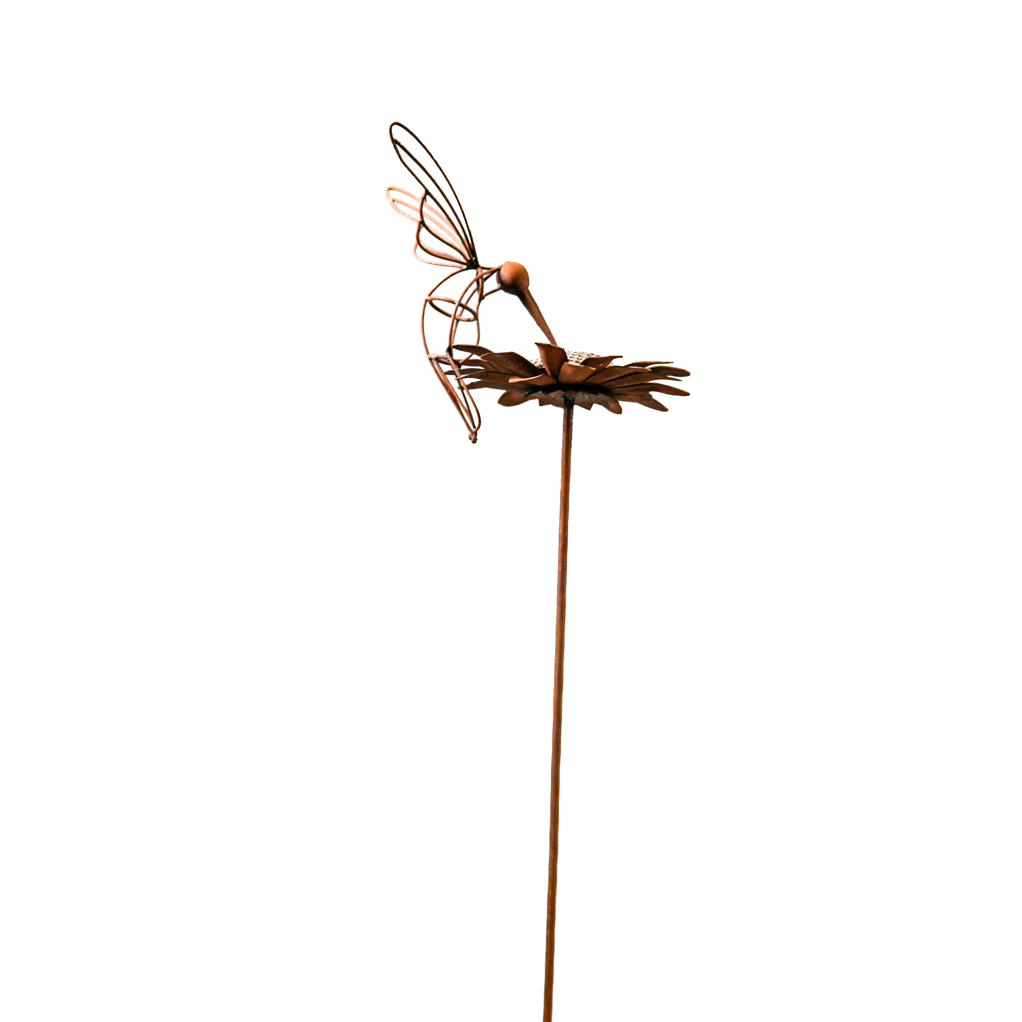 W3413 Daisy and Hummingbird Metal Garden Stake - Decorative Outdoor Flower Plant Stake for Yard, Patio, Lawn Decor - Perfect for Spring Gardening and Backyard Landscaping