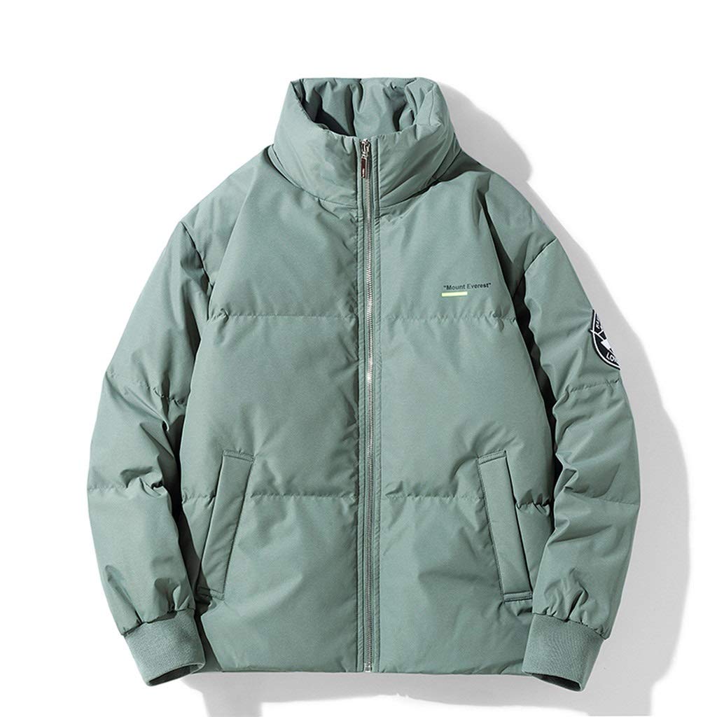 TWDYC Men's Winter Down Jacket - Warm Thick Padded Coat with Casual Texture Printing & Zipper Pockets (Green, XXX-Large) - Perfect for Outdoor Activities, Skiing, and Cold Weather Fashion