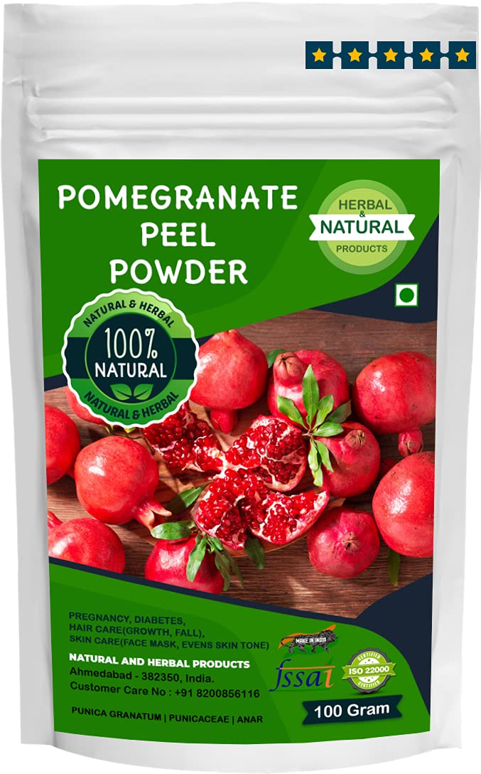 Organic Pomegranate Peel Powder (100g) - Pure Punica Granatum Extract for Skin Care, Hair Growth & Immunity Boosting | Natural Face Mask Ingredient, Skin Brightener & Dietary Supplement | Perfect for DIY Beauty Recipes & Healthy Smoothies