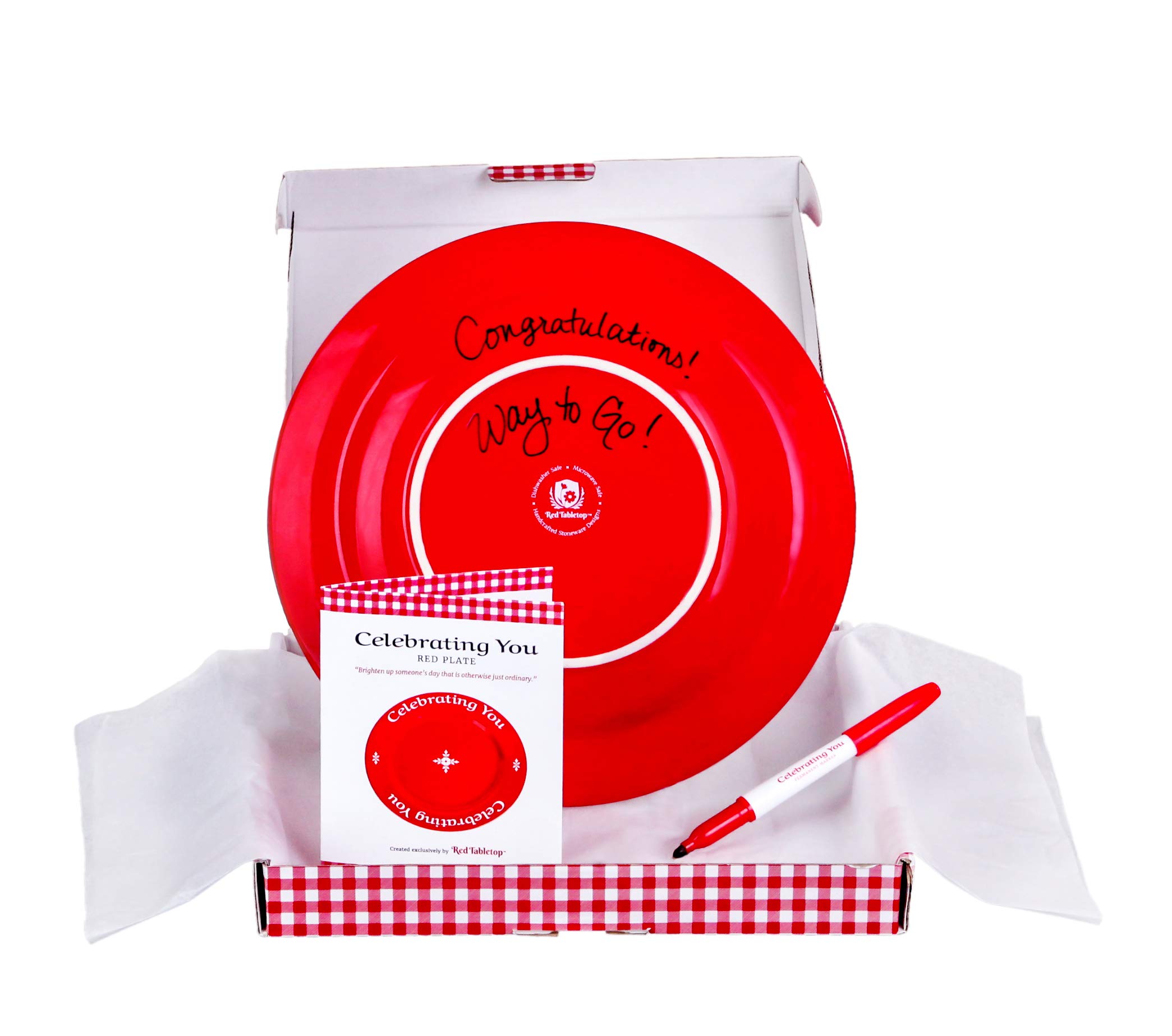 4-Piece Celebrating You Red Dinner Plates Set in Gift Box - Premium Ceramic Plates for Holidays & Special Occasions - Perfect for Christmas, Thanksgiving & Family Gatherings