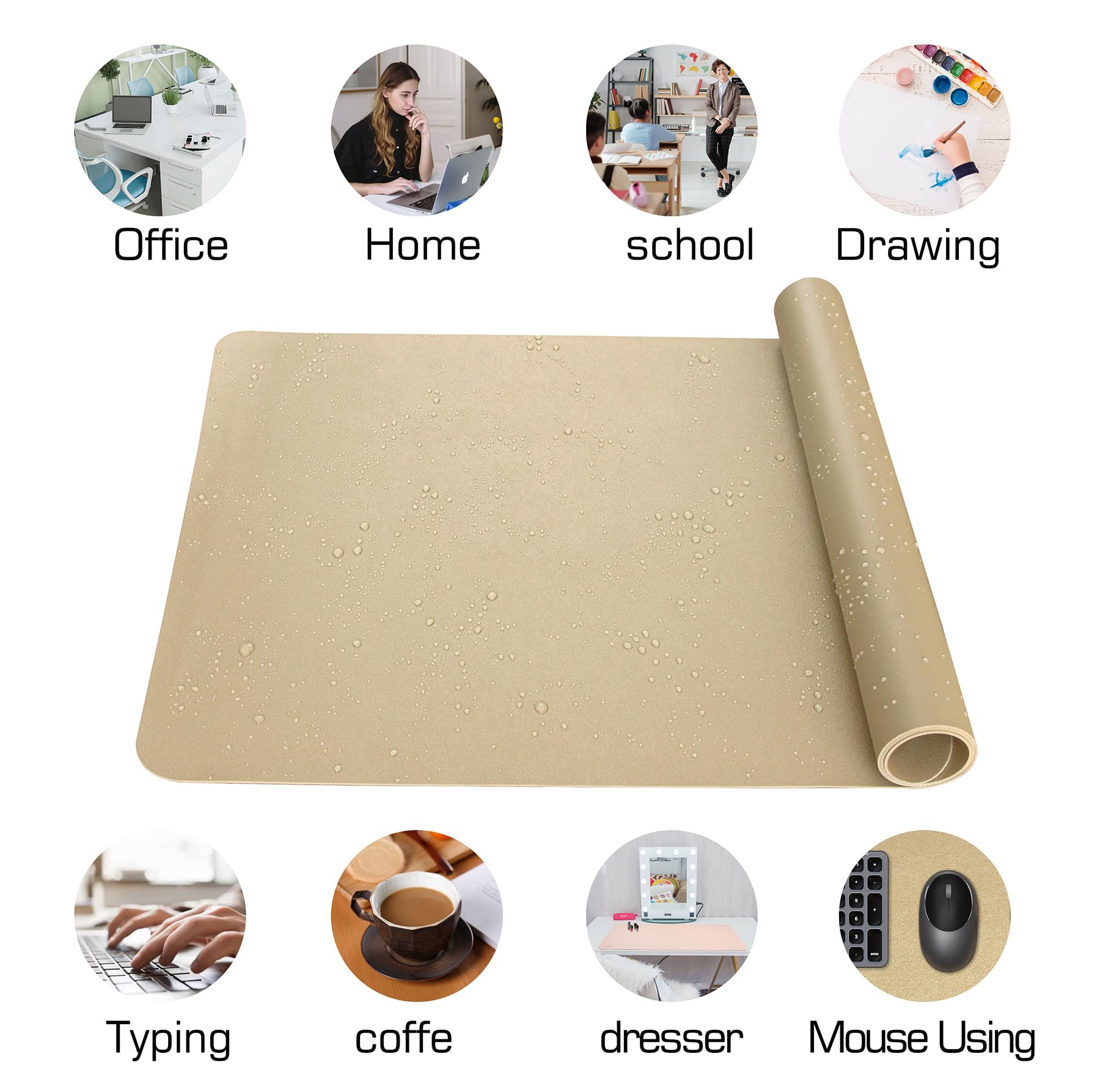 HofferRuffer Faux Leather Desk Pad - Waterproof Office Desk Protector Mat for Keyboard & Mouse, Dual-Sided Use, 36