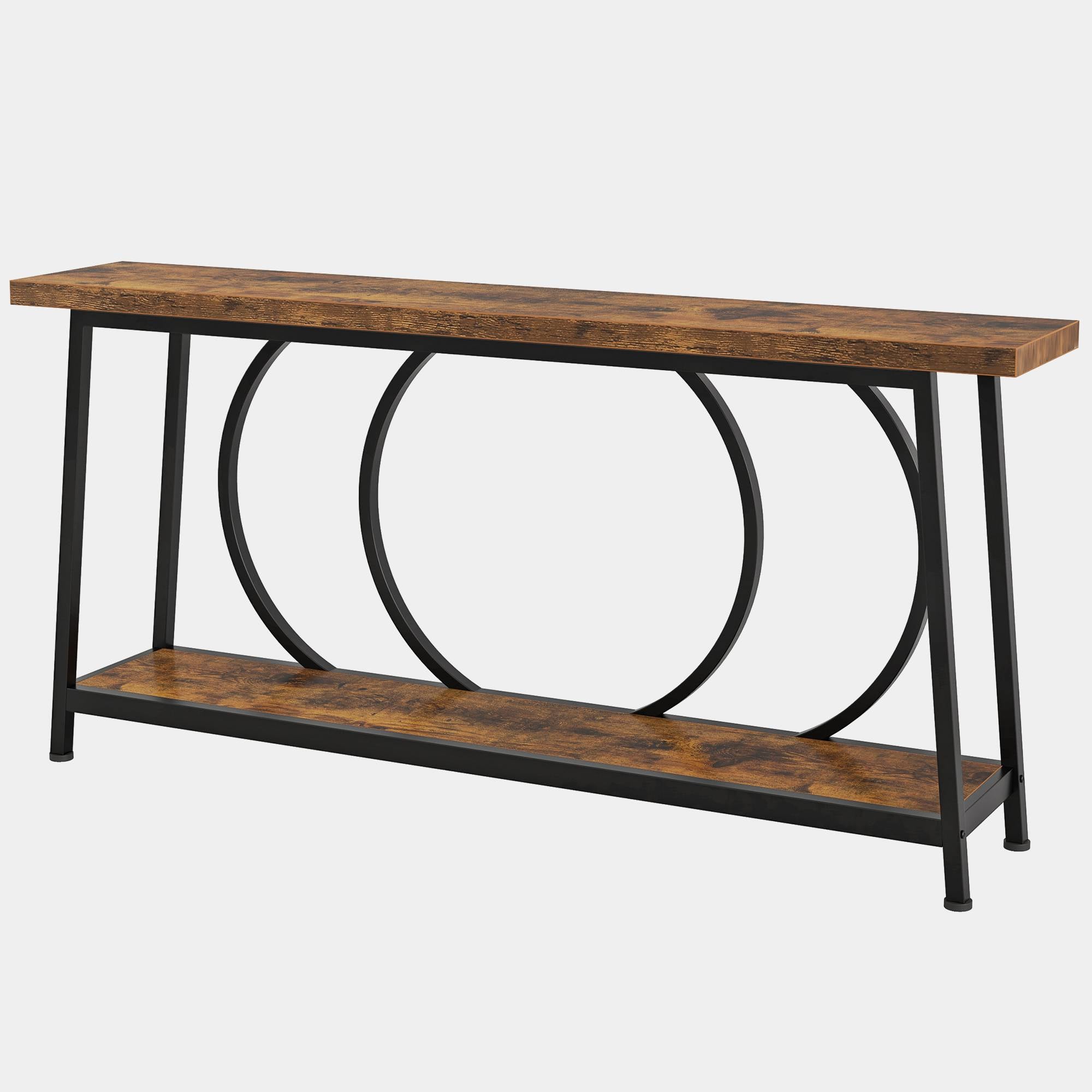 2 Tier Console Table with Storage Shelves - 70.9