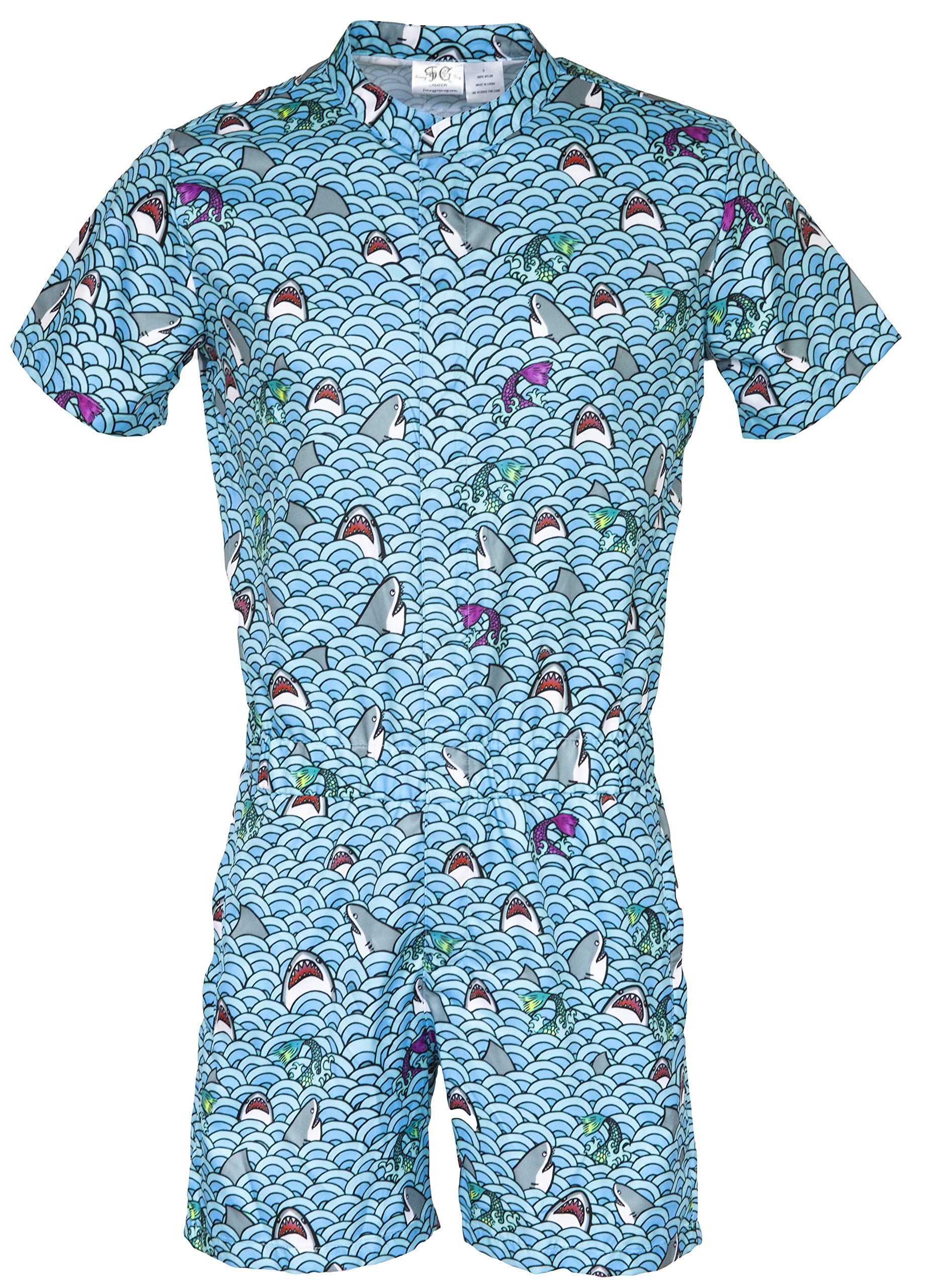 Premium Funny Guy Mugs Men's Romper Jumpsuit with Zippered Pockets - Comfortable Adult One-Piece Outfit for Parties, Cosplay & Casual Wear