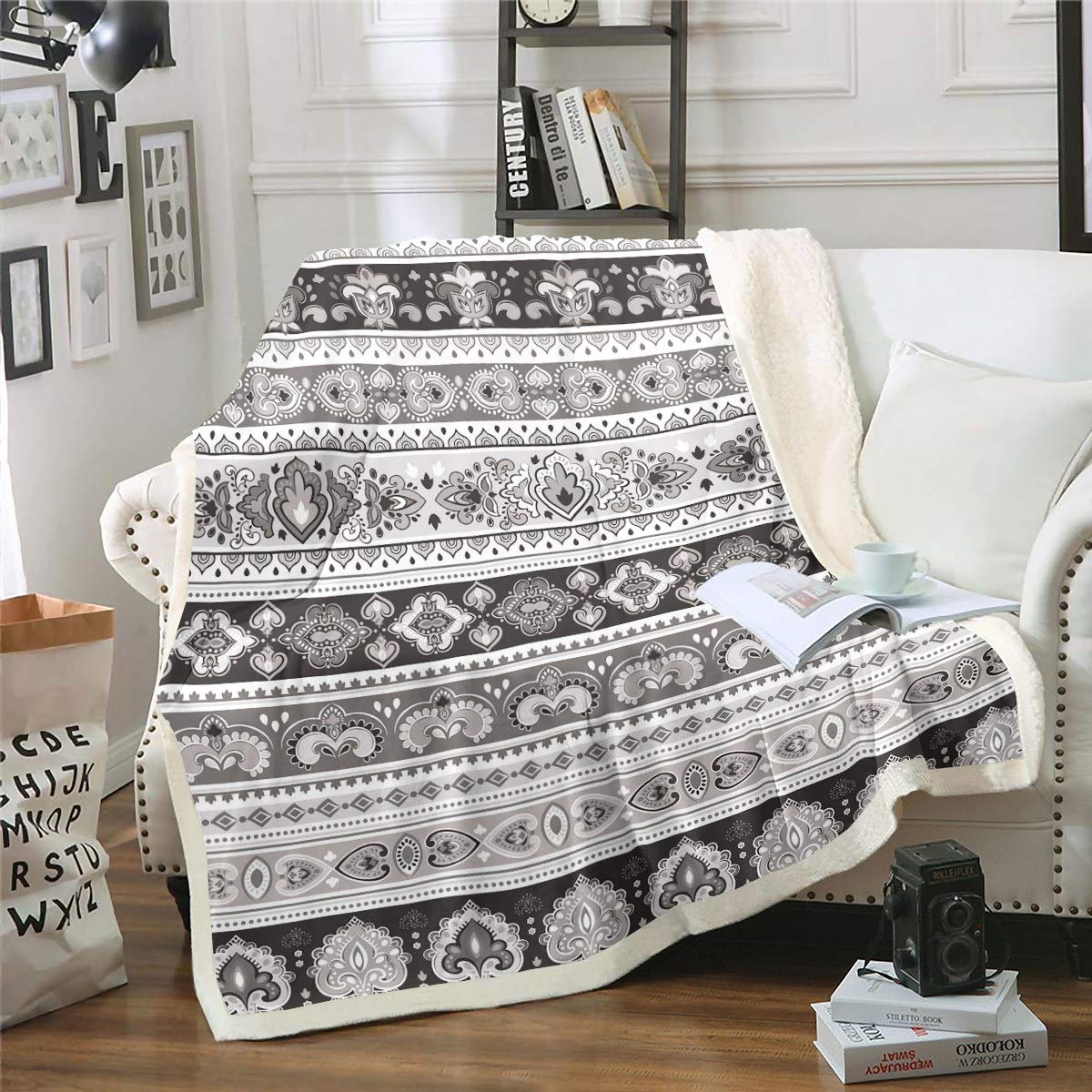 Feelyou Girls Boho Stripe Fleece Blanket 30