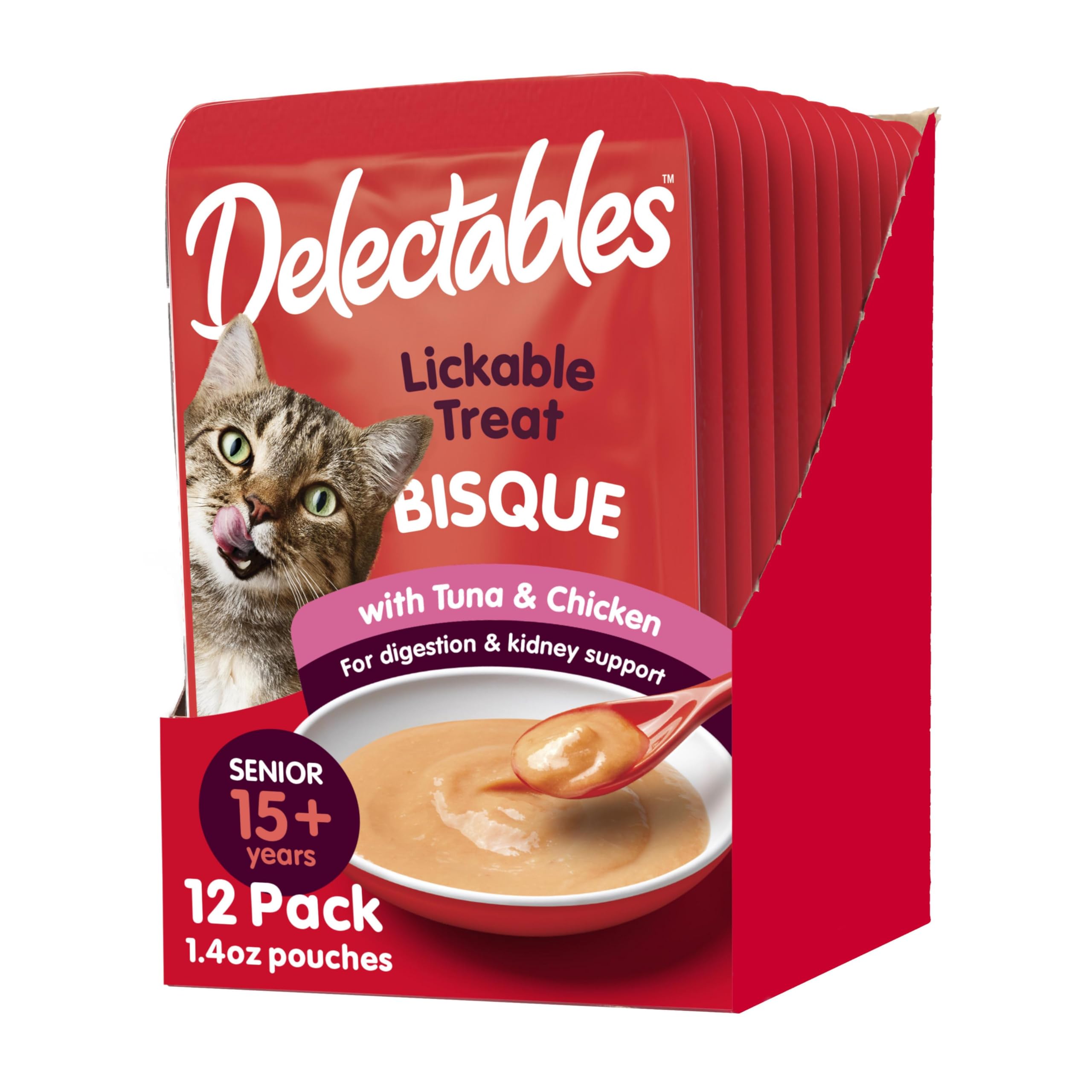 Delectables Lickable Wet Cat Treats - Tuna & Chicken Flavor, 1.4oz (12 Pack) | Healthy Snack for Cats | Perfect for Training, Bonding & Senior Cats