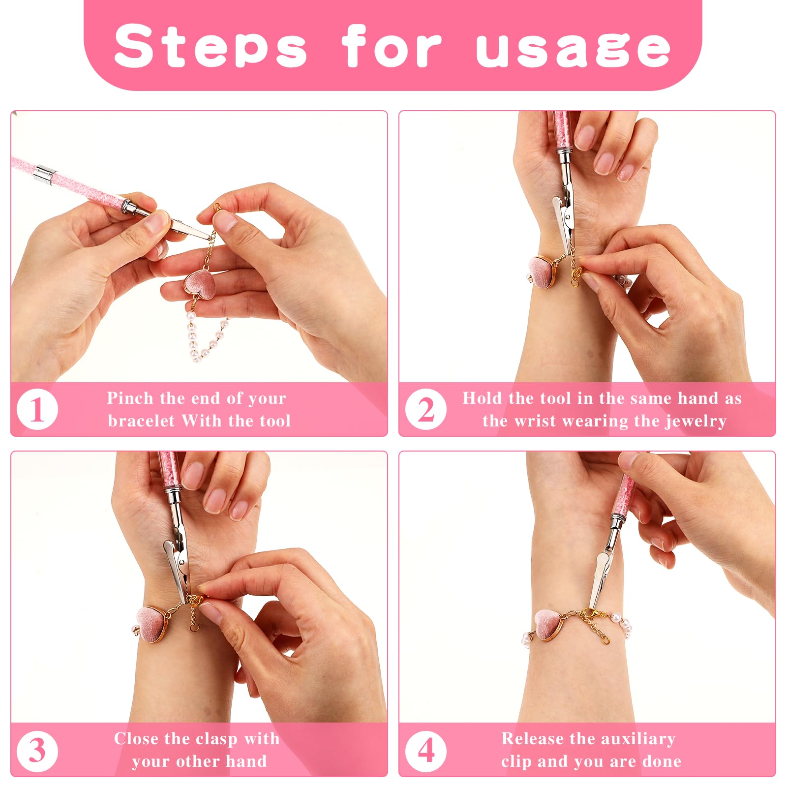 2 Pcs Bracelet Helper Tool - Jewelry Clasp Fastener for Easy Bracelet Wearing & Removal - Portable Bracelet Fastening Aid for Solo Use - Perfect for Travel, Gifts & Daily Wear