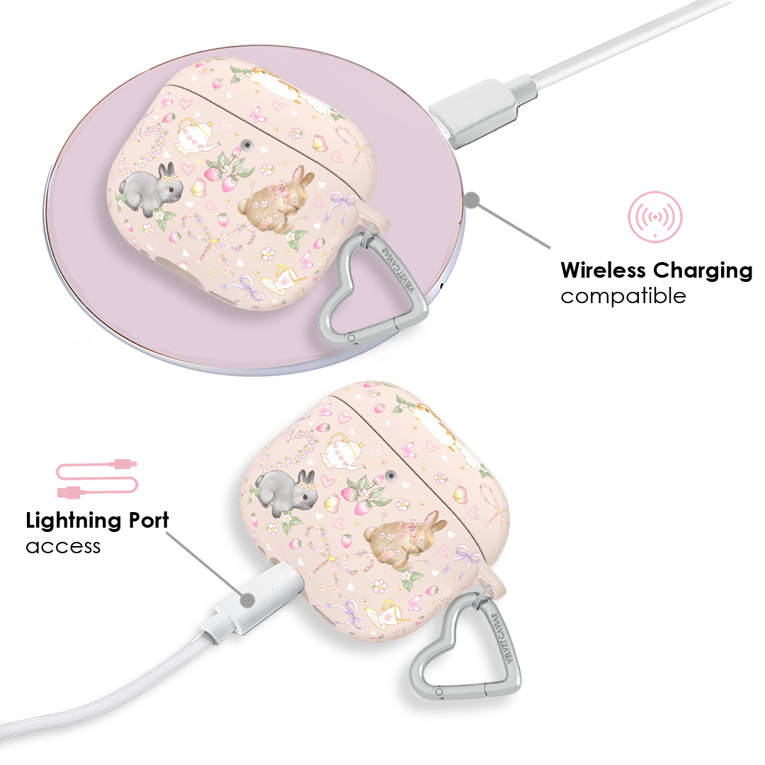 Cute Bunny & Bow AirPod Case for Apple AirPods 1/2/3 & Pro - Adorable Protective Cover for Girls & Women - Perfect Gift for Easter, Birthday & Daily Use