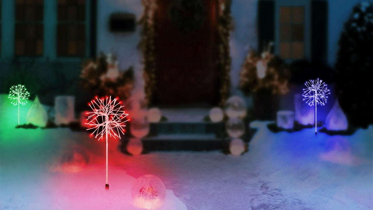 14 Twinkling LED Red/Green/Blue Snowburst Lights (3 Pack) - Perfect for Christmas Tree Decorations, Holiday Parties, and Winter Wedding Centerpieces