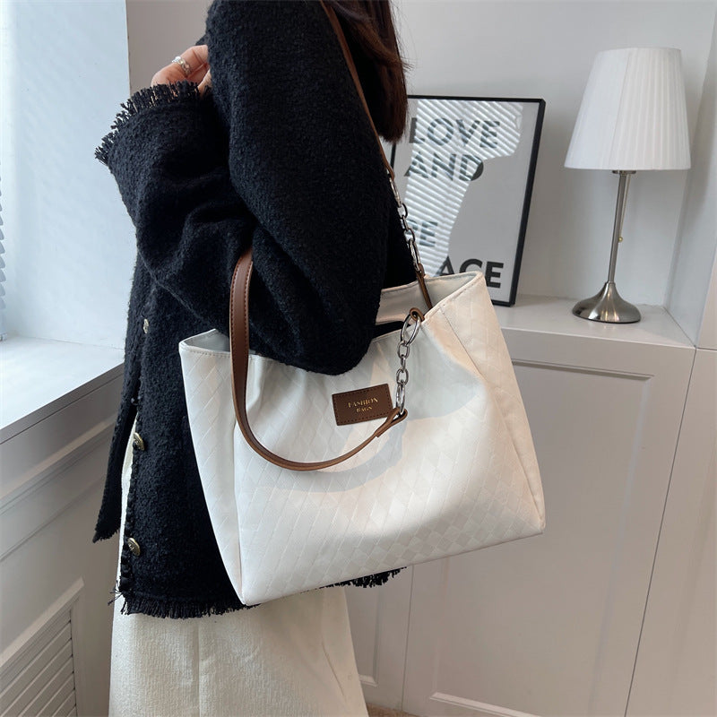 Stylish Rhombus Pattern Tote Bag with Chain Strap for Women - Perfect for Shopping, Work & Everyday Use