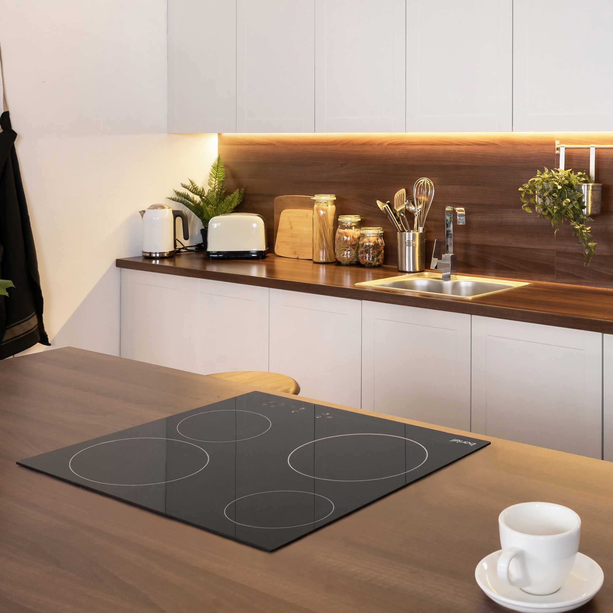 Baridi 60cm Built-In Ceramic Hob with 4 Cooking Zones - Black Glass Electric Stove Top for Modern Kitchens | Perfect for Home Cooking, Baking & Entertaining (Model DH131)