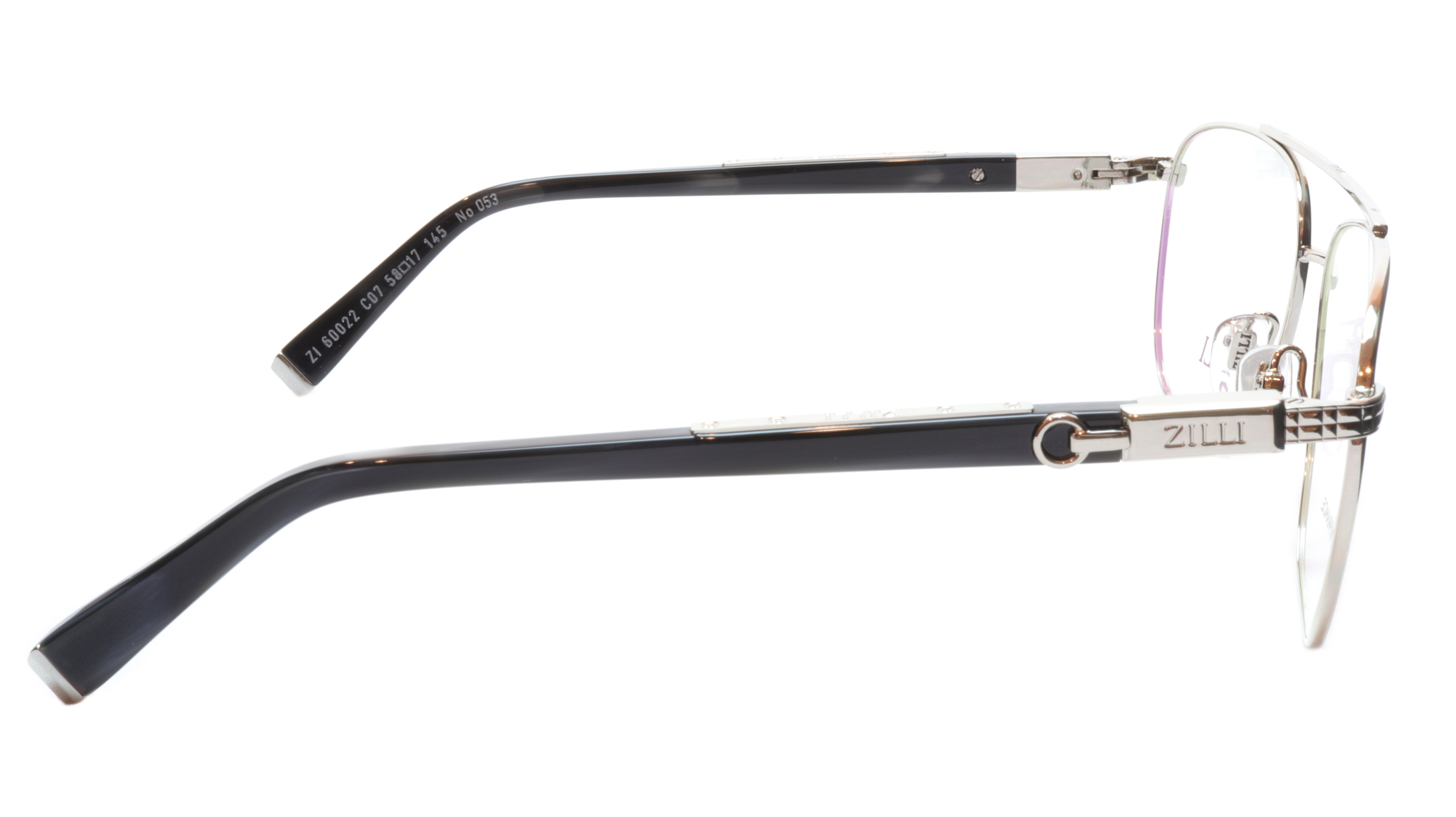 ZILLI Premium Titanium Acetate Eyeglass Frames - Silver & Black French-Made ZI 60022 C07 for Business & Fashion | Luxury Optical Frames for Men & Women