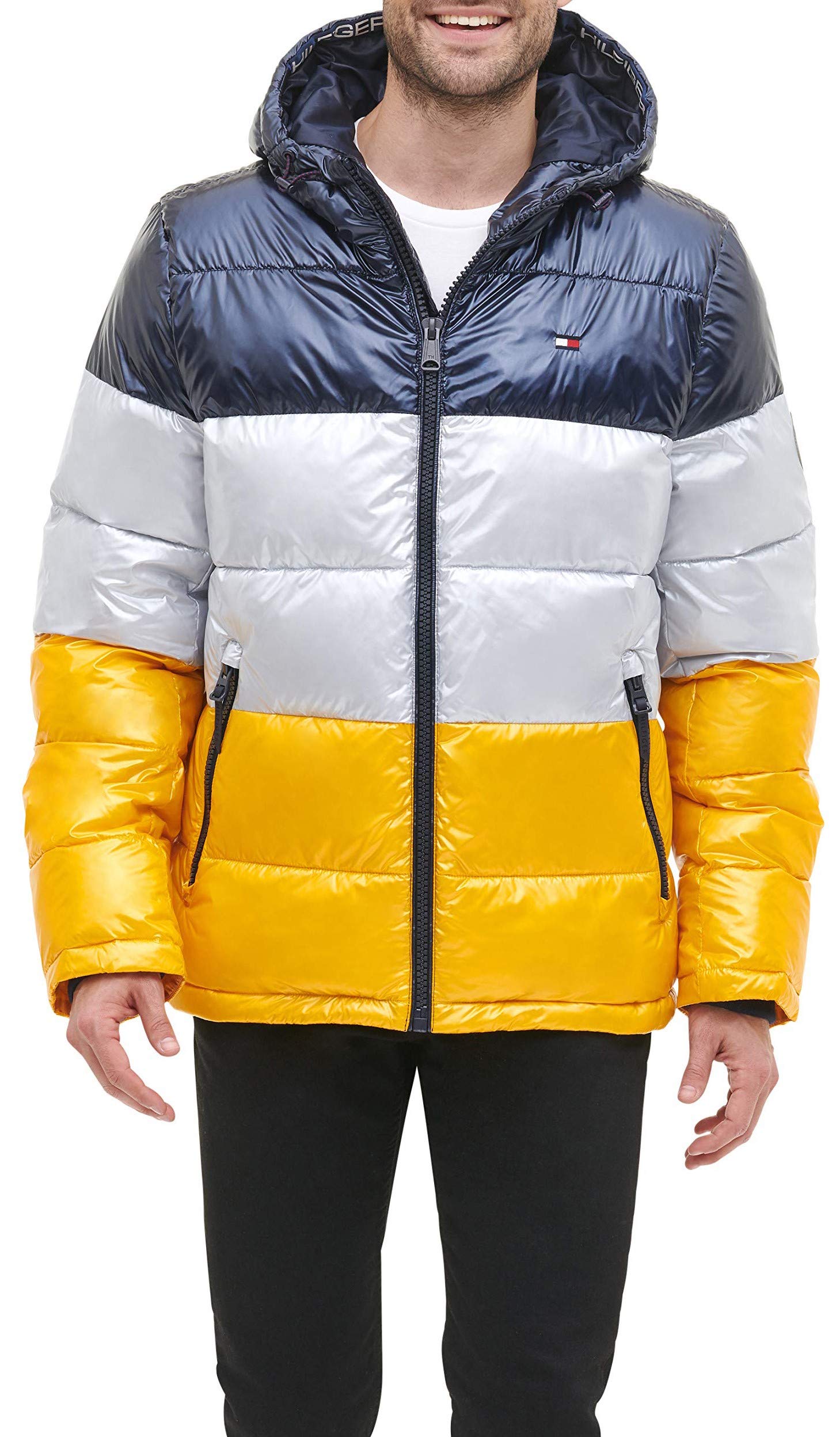 Tommy Hilfiger Men's Hooded Puffer Jacket for Winter - Lightweight Warm Quilted Coat (Standard & Big & Tall Sizes) | Outdoor Activities, Casual Wear & Cold Weather Protection