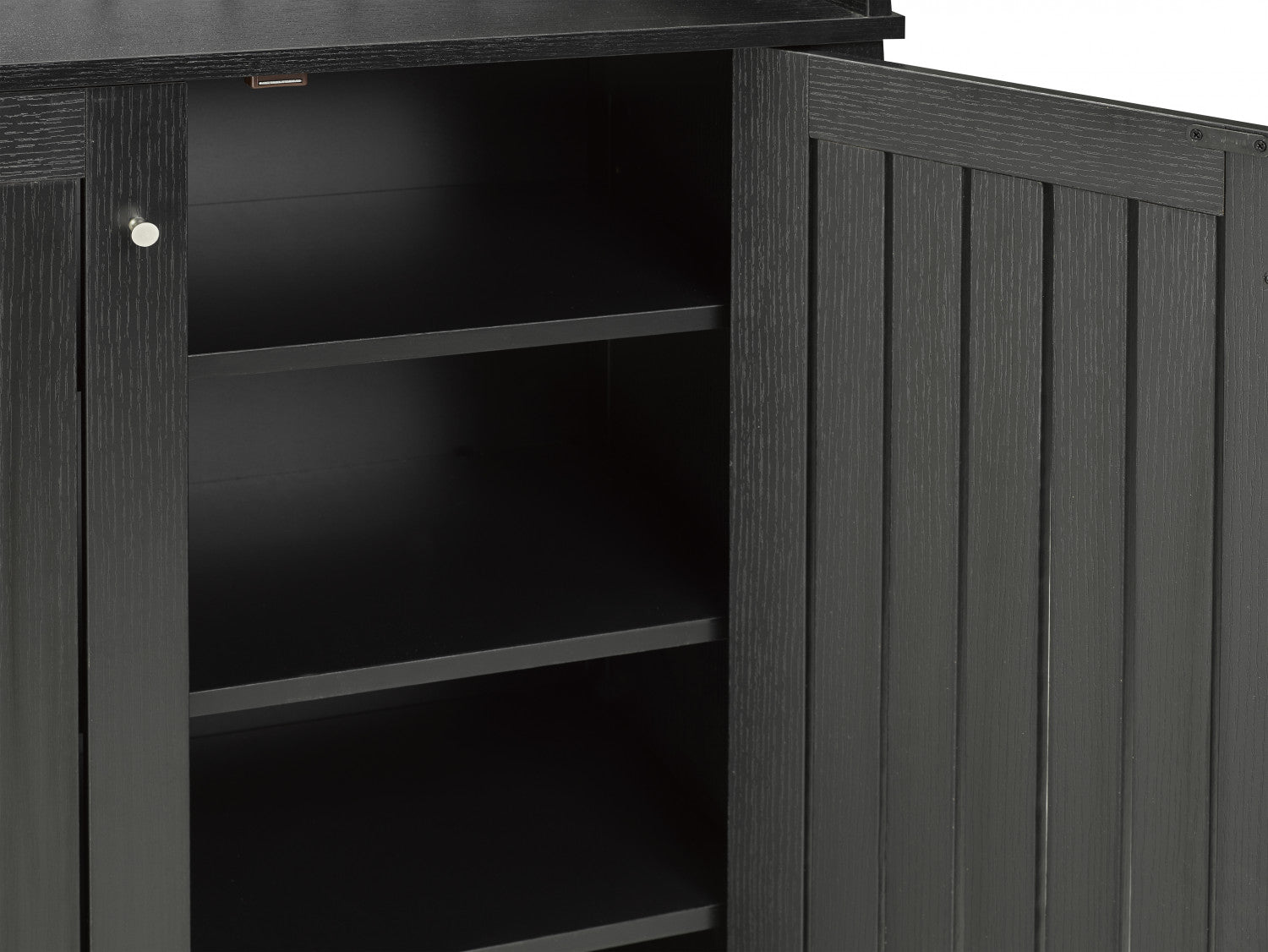 Modern Black Cora Shoe Cabinet with Ventilation Holes - Space Saving Entryway Storage Organizer for Hallway, Living Room & Bedroom