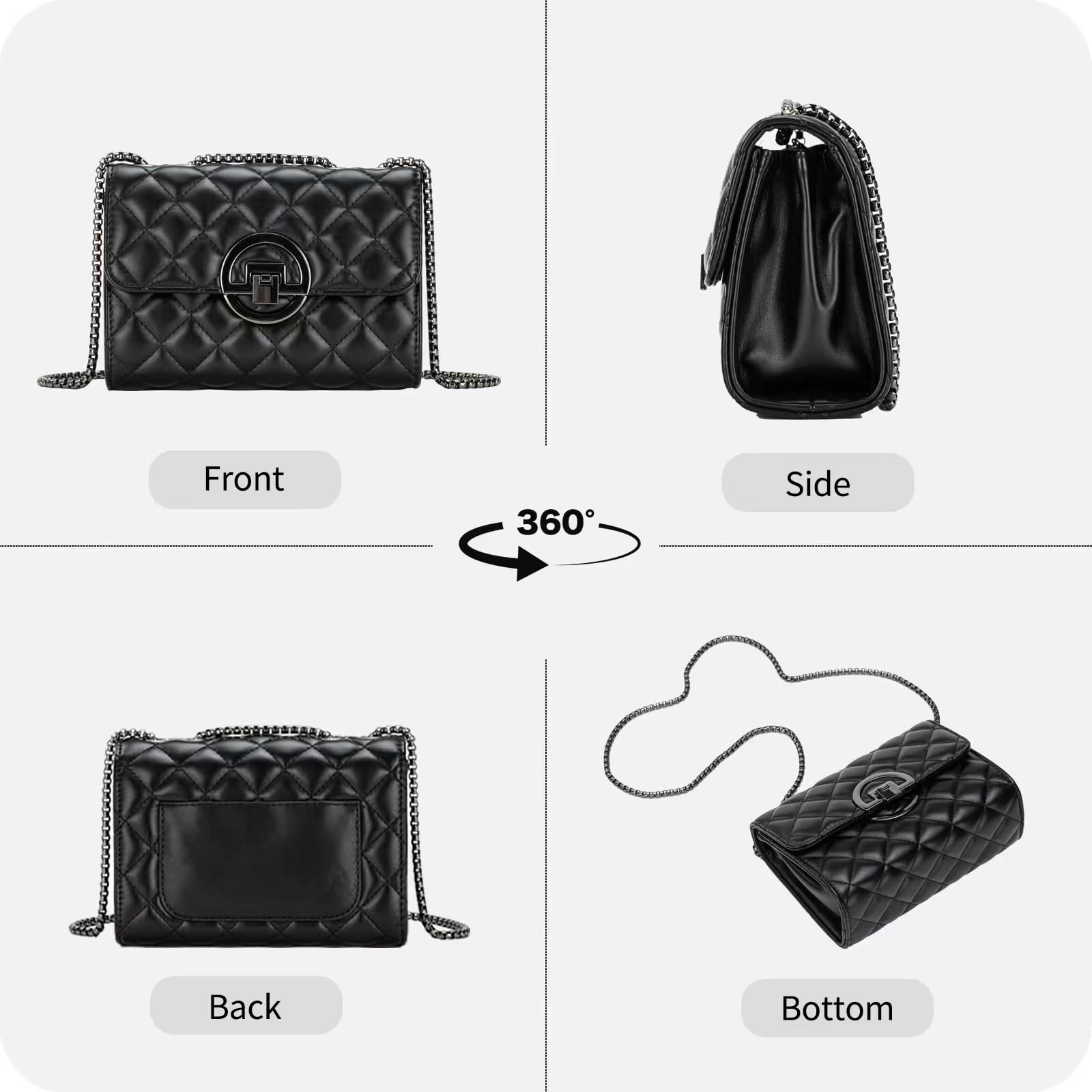 Trendy Small Black Crossbody Purse for Women - Quilted Mini Handbag, Cute & Stylish Crossbody Bag for Everyday Use, Shopping, and Travel