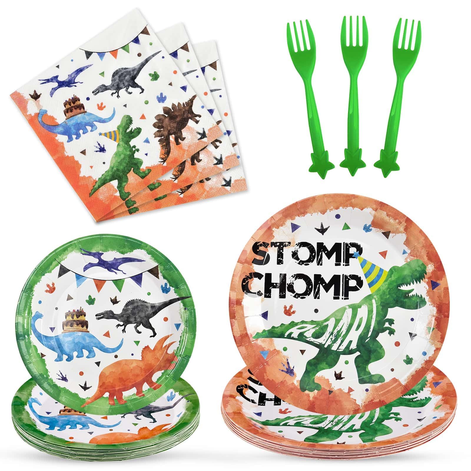 WERNNSAI 64-Piece Dinosaur Party Supplies Set - Dinosaur Plates, Napkins & Forks for Boys Birthday Party, Kids Baby Shower, Dinosaur Theme Party (Serves 16) - Perfect for Birthday Celebrations, Baby Showers, and Themed Events
