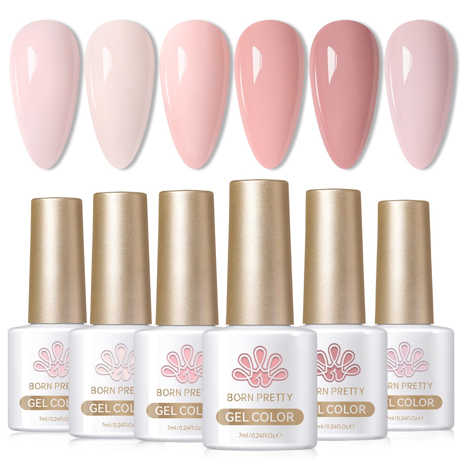 6 Colors Pink Gel Nail Polish Set - S03 Cupid's Whisper 7ml - Long Lasting UV LED Soak Off Nail Art Kit for Salon & Home Manicure