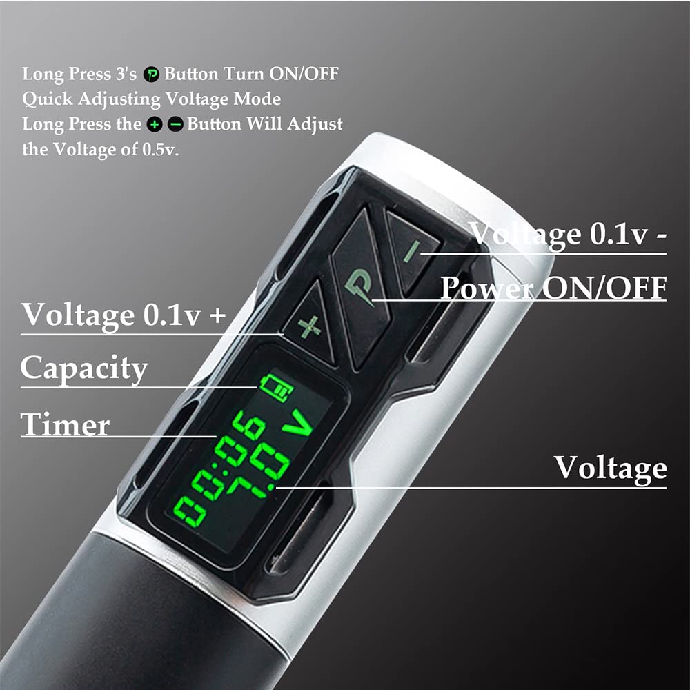 Professional Wireless Tattoo Machine Kit - 1800mAh Battery Pen with Digital LED Display Power Supply | Compatible with All Tattoo Needles & Cartridges | Portable for Tattoo Artists & Studio Use (Black)