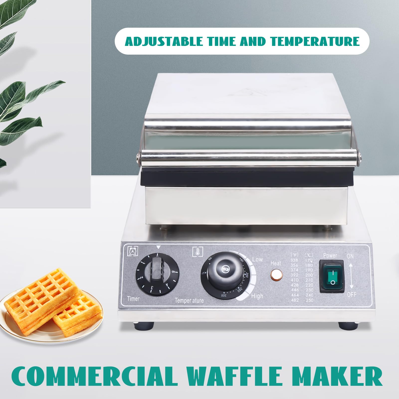 DYRABREST 1500W Electric Waffle Maker - 6 Slice Nonstick Waffle Iron with Stainless Steel Housing & Modern Design - Perfect for Breakfast, Brunch, and Family Gatherings