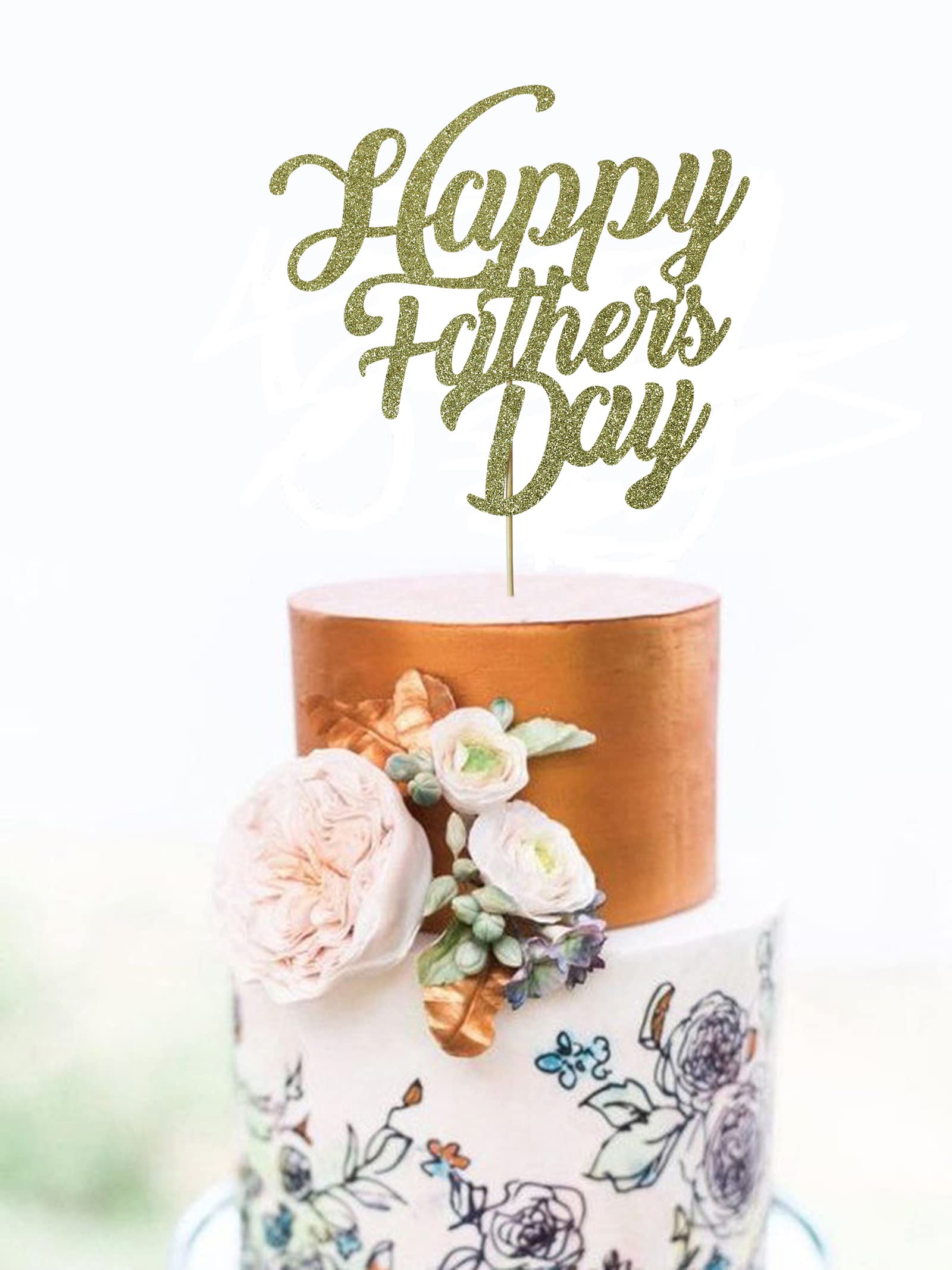 Gold Glitter Happy Father's Day Cake Topper - Elegant Party Decoration for Dad's Birthday, Retirement & Anniversary Cakes - Perfect for Father's Day Celebrations & Special Occasions