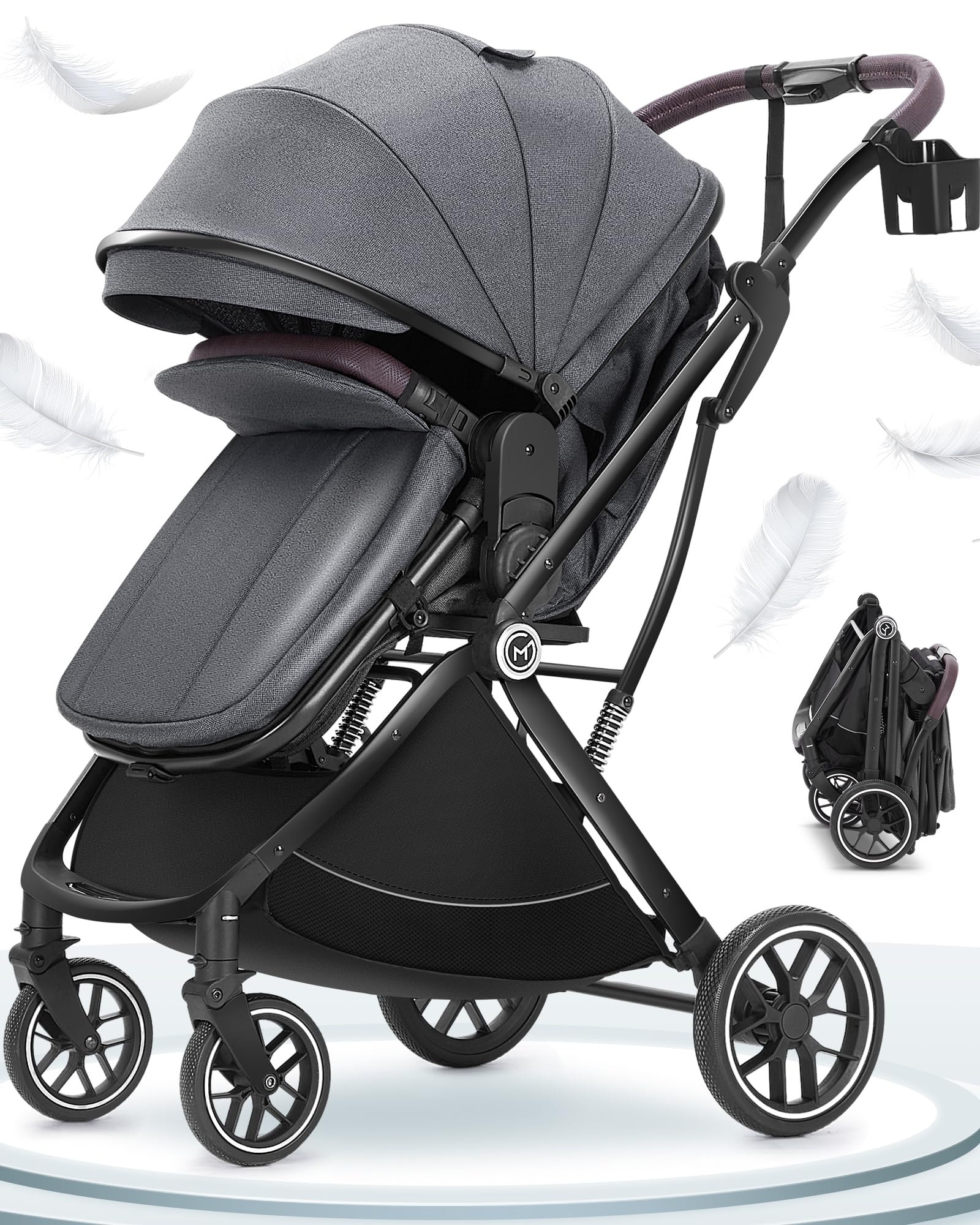 3-in-1 Convertible Baby Stroller with Bassinet | Portable Foldable Stroller for Newborns & Toddlers | One-Hand Fold, Reversible Seat & Extra Storage | Perfect for Travel, Shopping & Daily Walks