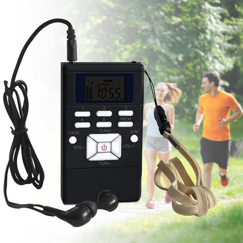 Sefdrert -102 Digital FM Stereo Portable Radio with LCD Display & Earphones - Compact, Multifunctional Receiver for Home, Office, Travel, and Emergency Use