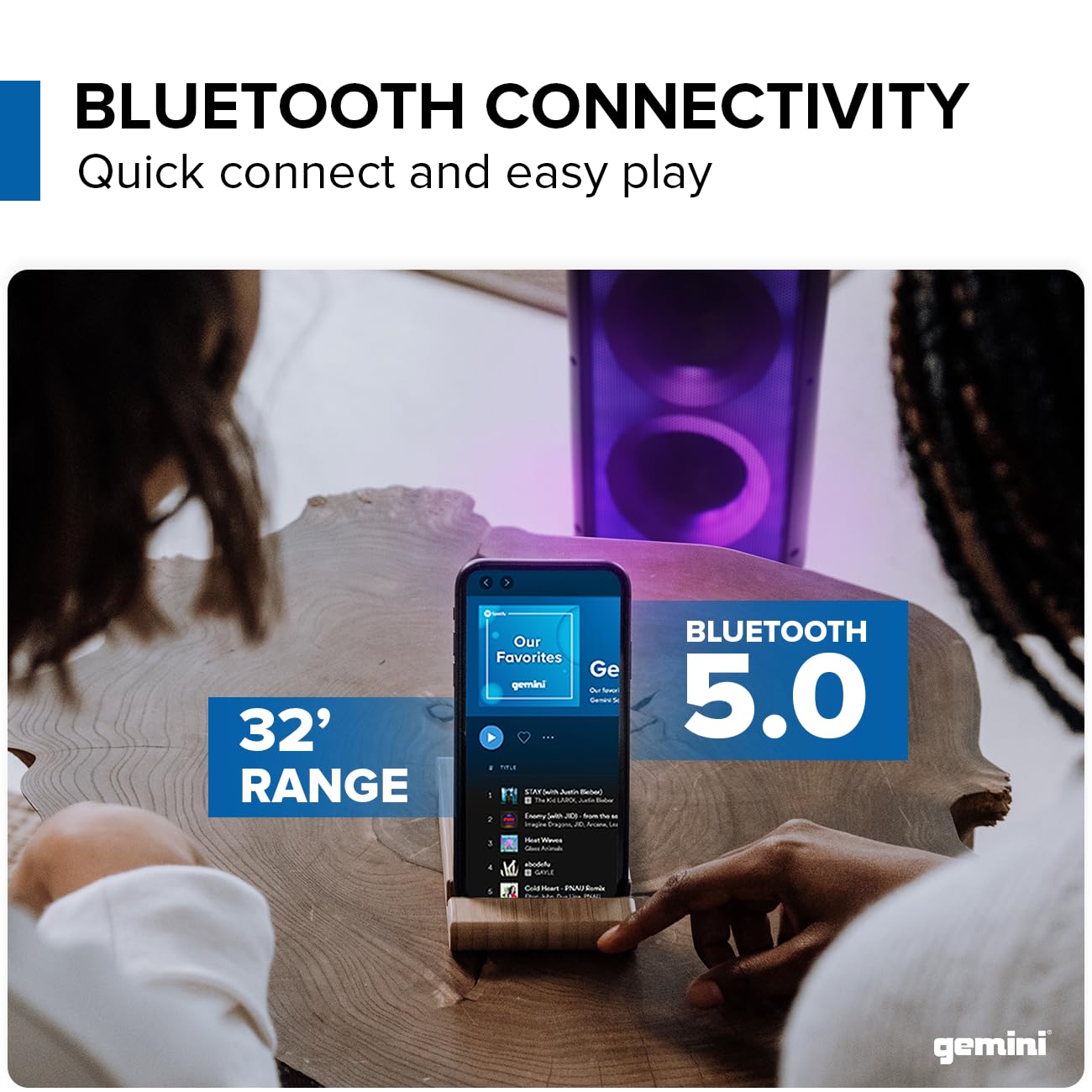 Gemini GLS-550 Portable Bluetooth Party Speaker with Powerful Bass - Perfect for Outdoor Gatherings, Beach Parties & Home Entertainment