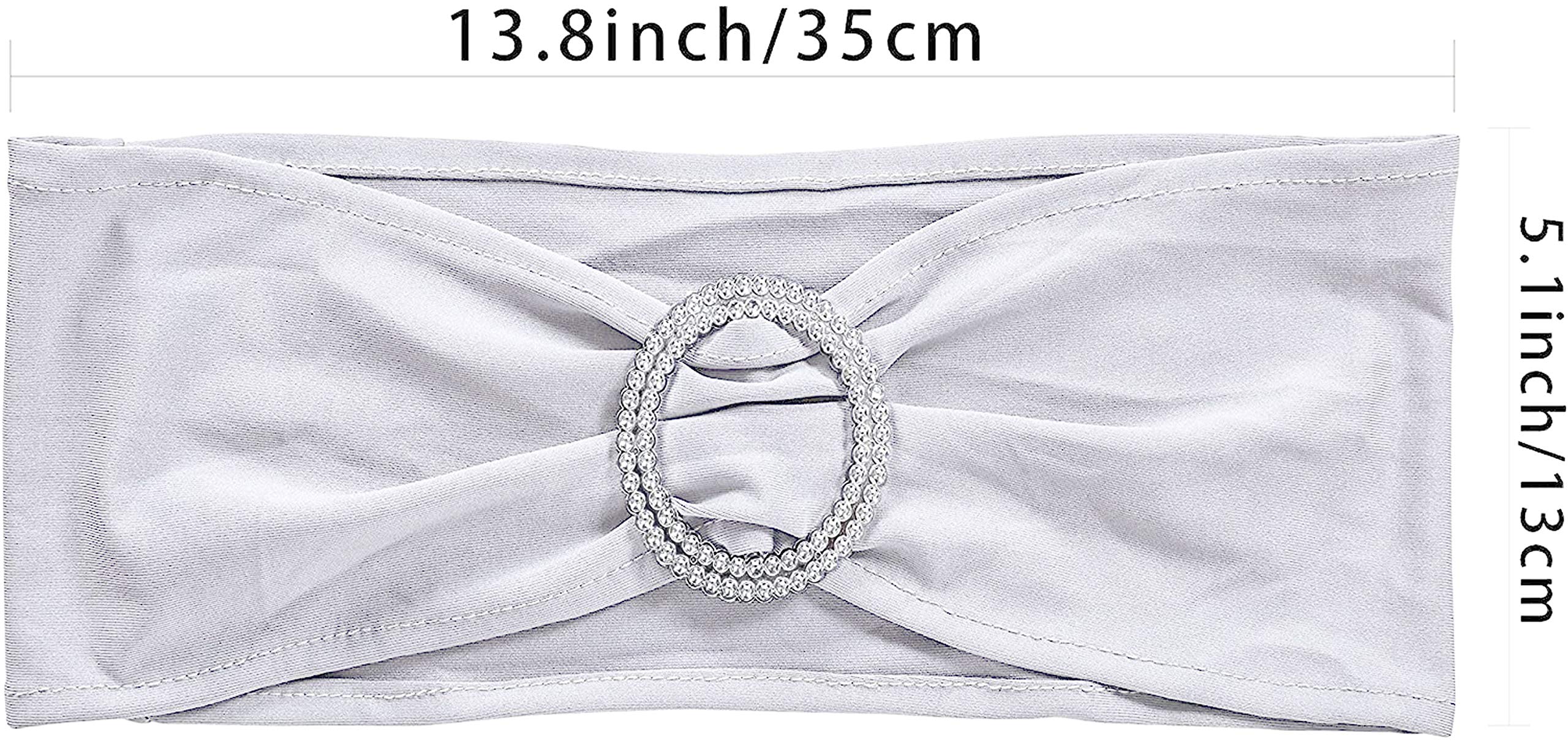 50 PCS Spandex Stretch Chair Sashes for Wedding Decor - Elastic Chair Cover Bands with Buckle Slider for Banquet, Party, Hotel Events - Silver Sashes for Elegant Table Setting & Reception Decorations