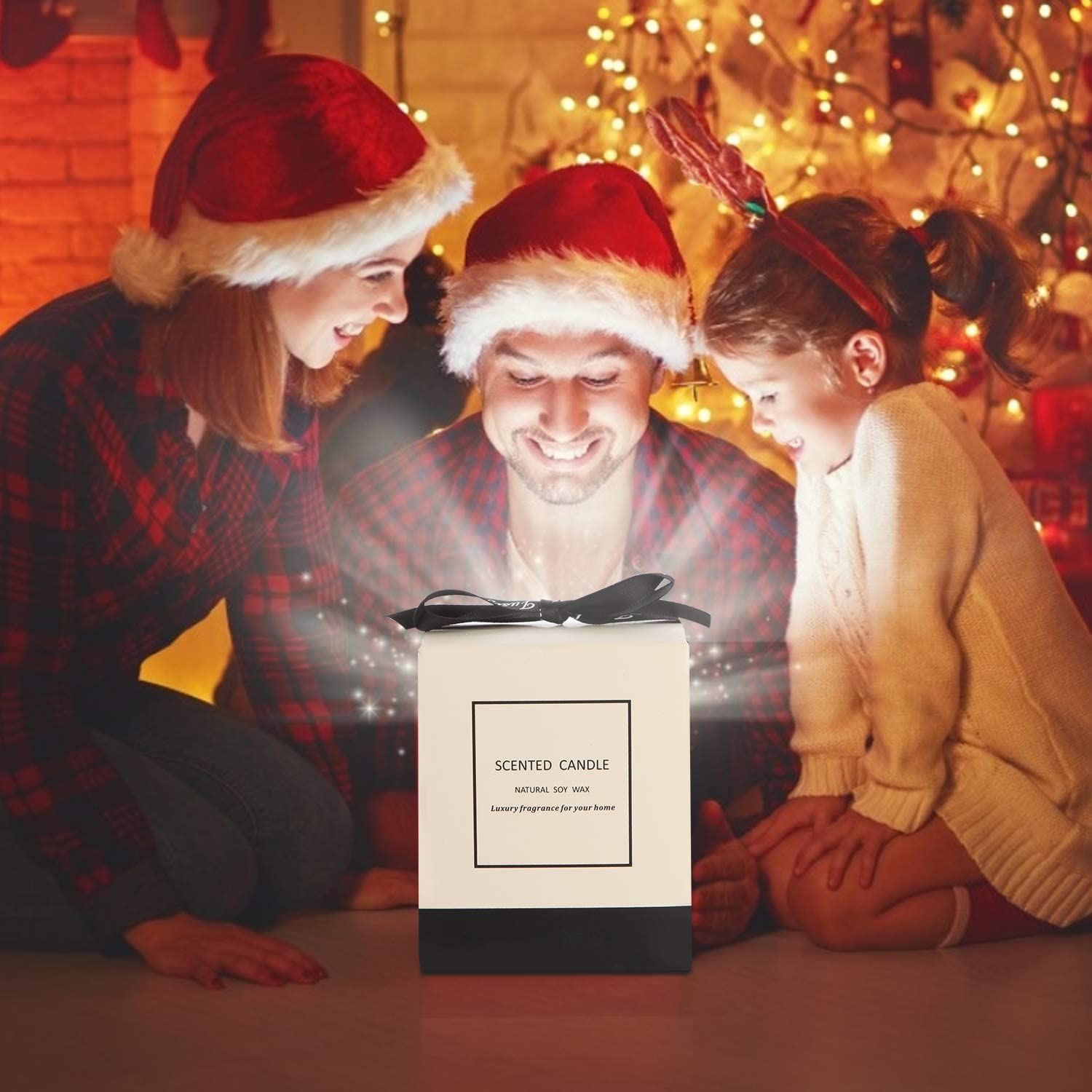 Premium Christmas Candles - 100% Pure Natural Soy Wax with Essential Oils, Holiday Gifts for Women & Men, Vanilla Coconut Scent - Perfect for Bath Relaxation, Yoga, Meditation & Home Decor