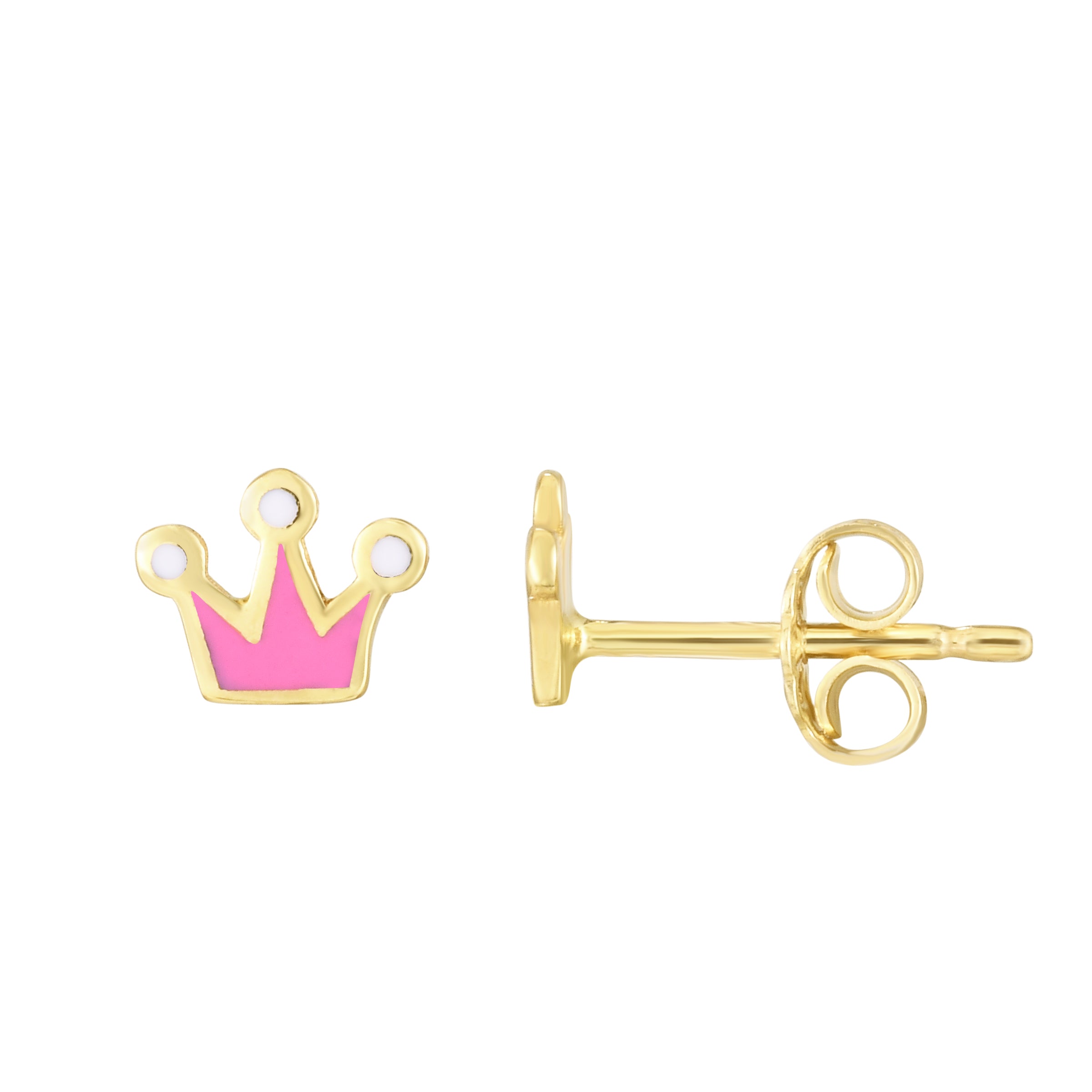 14K Gold Crown Enamel Earrings for Women - Elegant Dangle Drop Jewelry for Parties, Weddings & Special Occasions