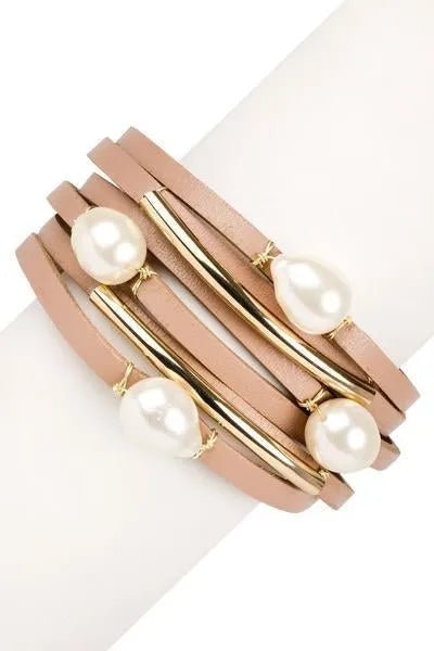 Achai Pearl Double Wrap Leather Bracelet for Women - Elegant Boho Handmade Jewelry Gift for Her - Perfect for Weddings, Parties & Everyday Wear