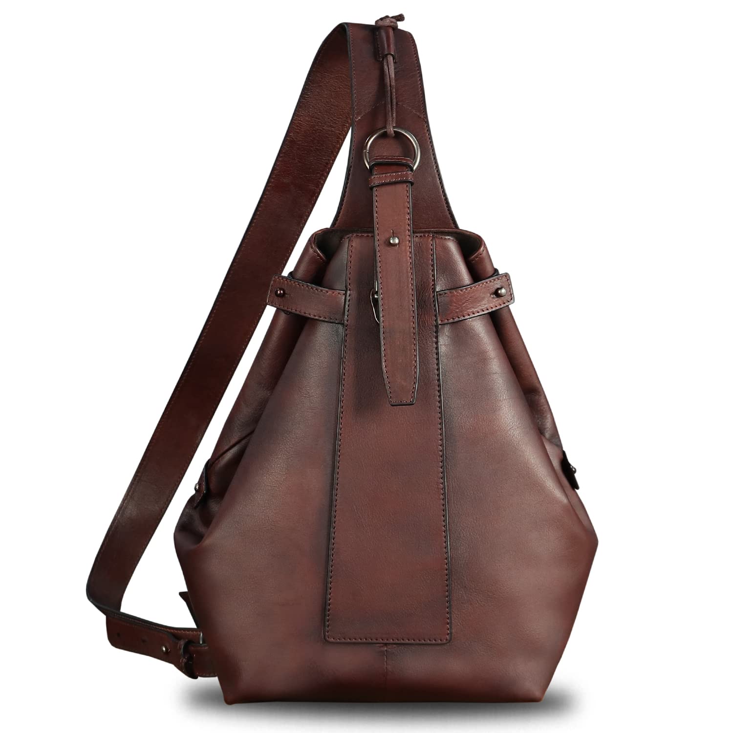 Premium Genuine Leather Sling Bag for Men & Women - Large Crossbody Shoulder Backpack - Durable Chest Bag for Travel, Work & Everyday Use