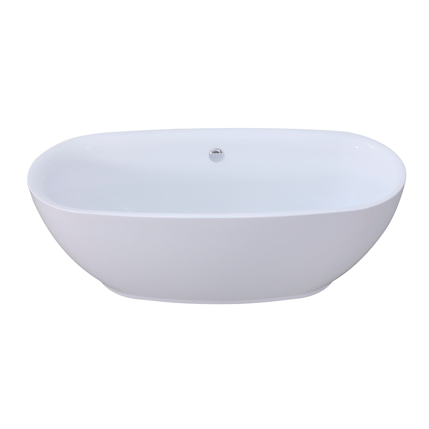 Aqua Eden 67-Inch Freestanding Acrylic Oval Bathtub - Glossy White Double-Ended Soaking Tub with Drain | Luxury Bathroom Upgrade for Spa-Like Relaxation at Home