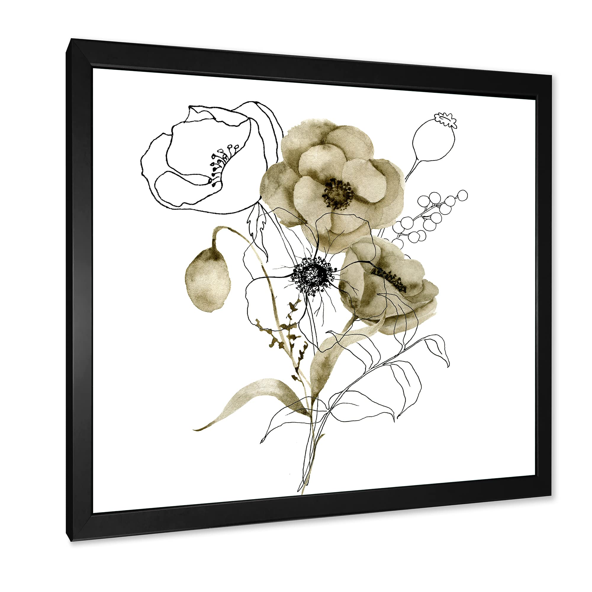 Anemone Bouquet with Eucalyptus Branches - Traditional Framed Wall Art for Living Room, Bedroom & Office Decor | Floral Home Decor