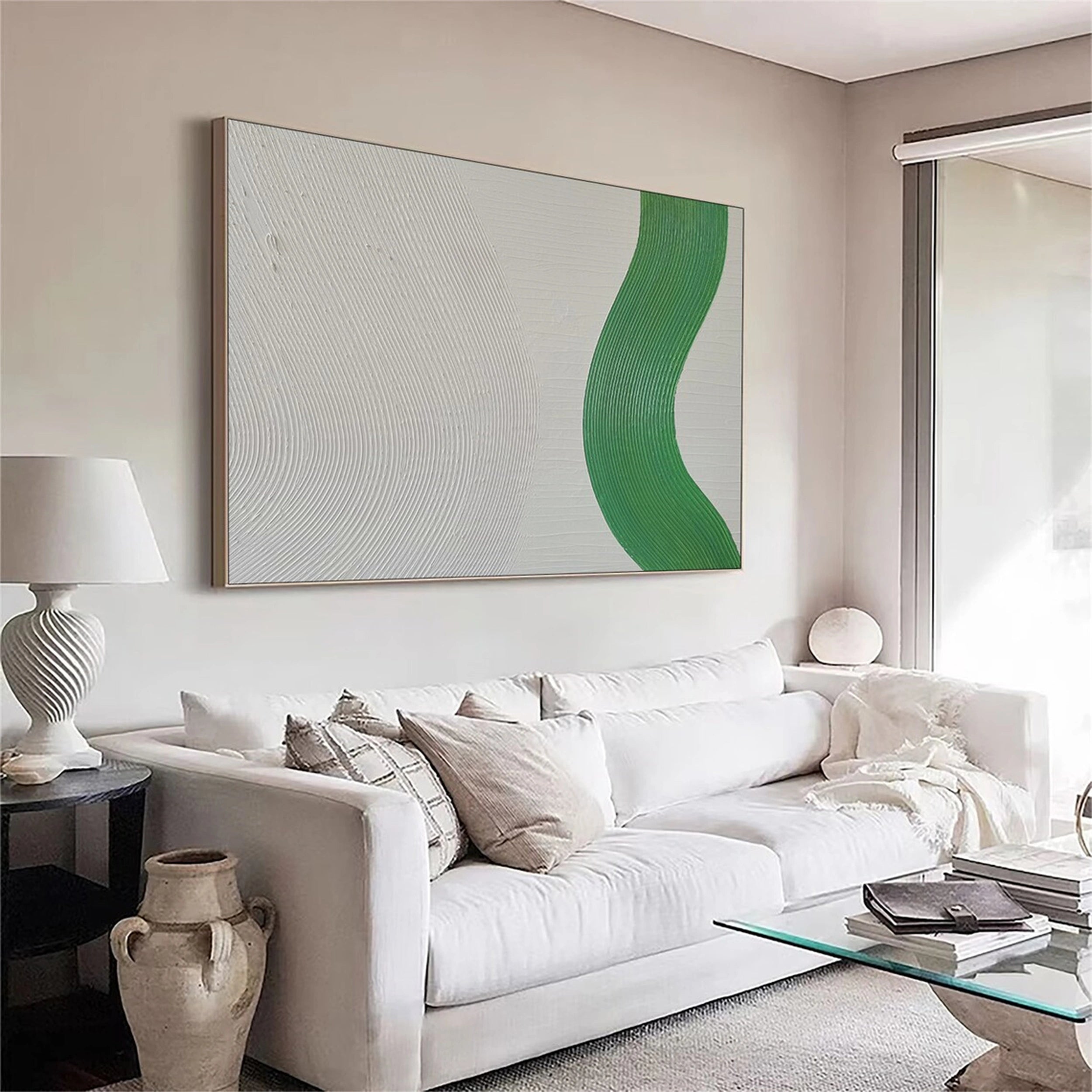 Blue & Green Abstract Wall Art Painting #BG017 - Modern Canvas Print for Living Room, Bedroom & Office Decor
