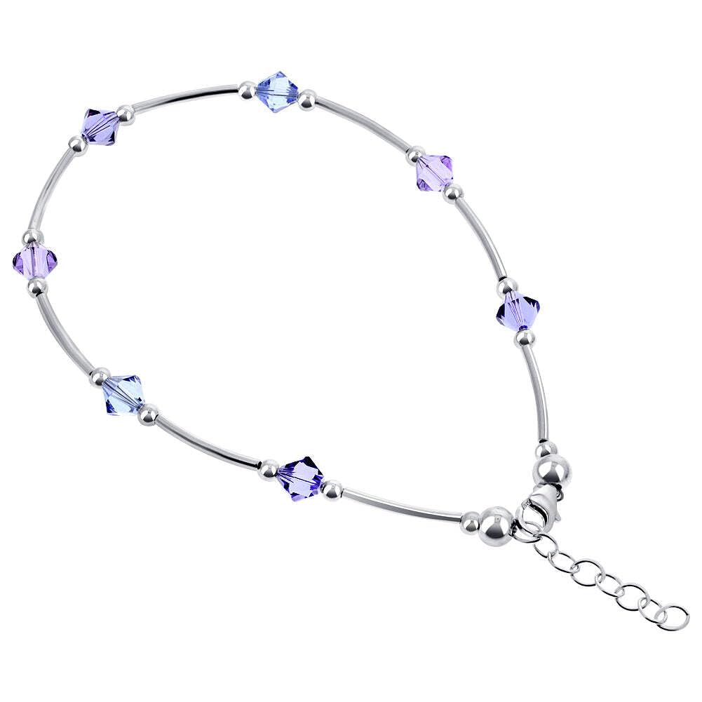 925 Silver Ankle Bracelet with Austrian Crystals | Elegant Anklet for Women