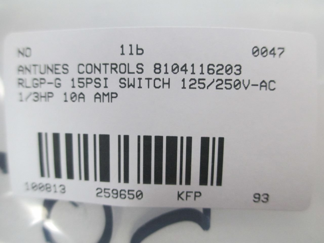 ANTUNES CONTROLS 8104116203 RLGP-G 15PSI Gas Pressure Switch 125/250V 1/3HP D259650 - Replacement Part for Commercial Kitchen Equipment, HVAC Systems & Industrial Appliances