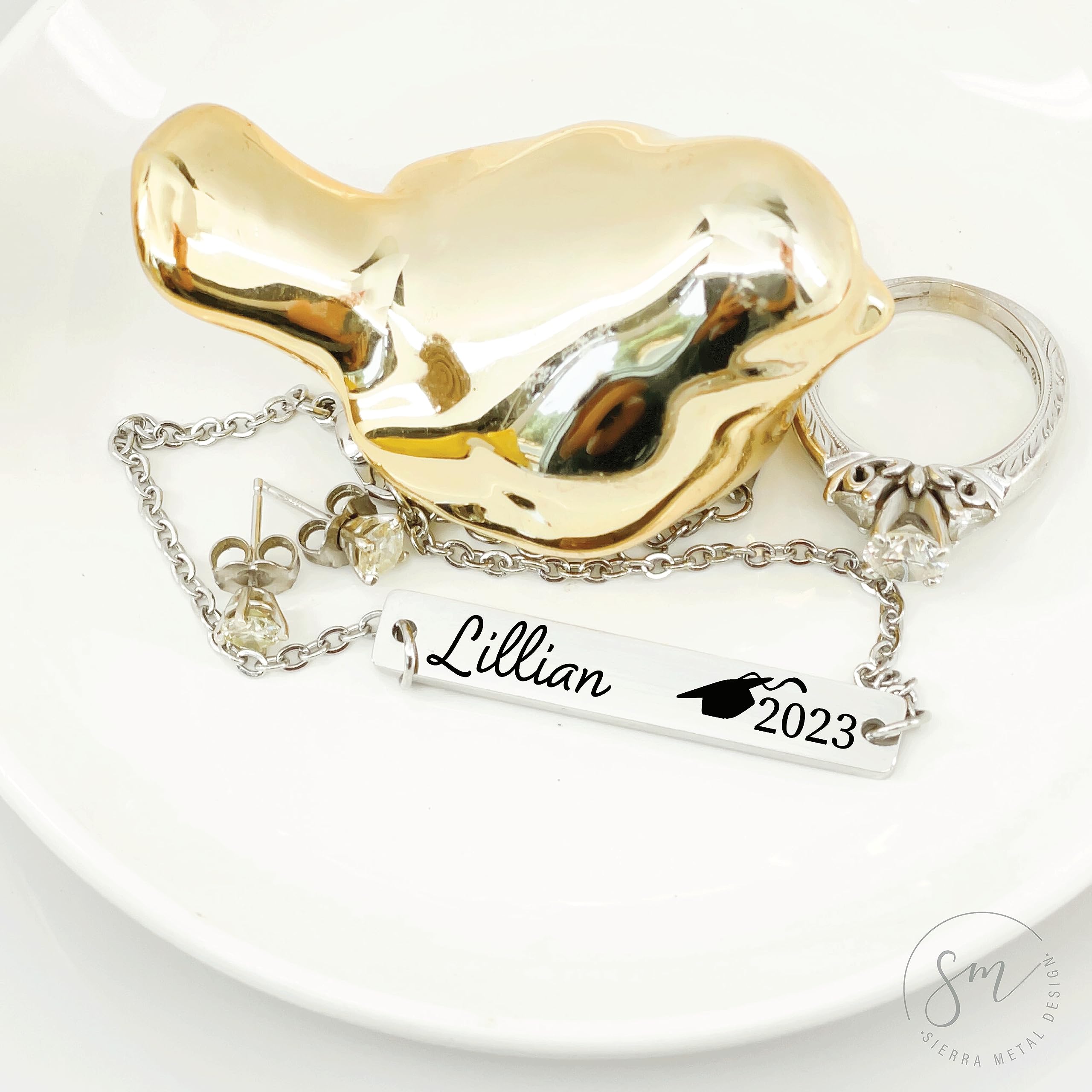 Personalized Graduation Bracelet for Women - Custom Name Jewelry Gift for Class of 2024 - Perfect High School & College Graduation Present - Elegant Keepsake for Daughter, Sister or Friend