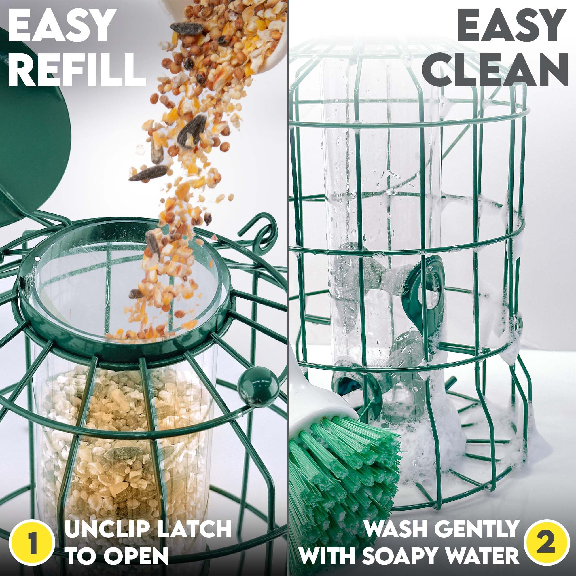 Squirrel Proof Wild Steel Bird Feeder - 1.25 lb Capacity Hanging Outdoor Bird Feeder for Small Birds, Chew & Rust Resistant, 4-Port - Perfect for Garden, Patio, and Backyard Bird Watching