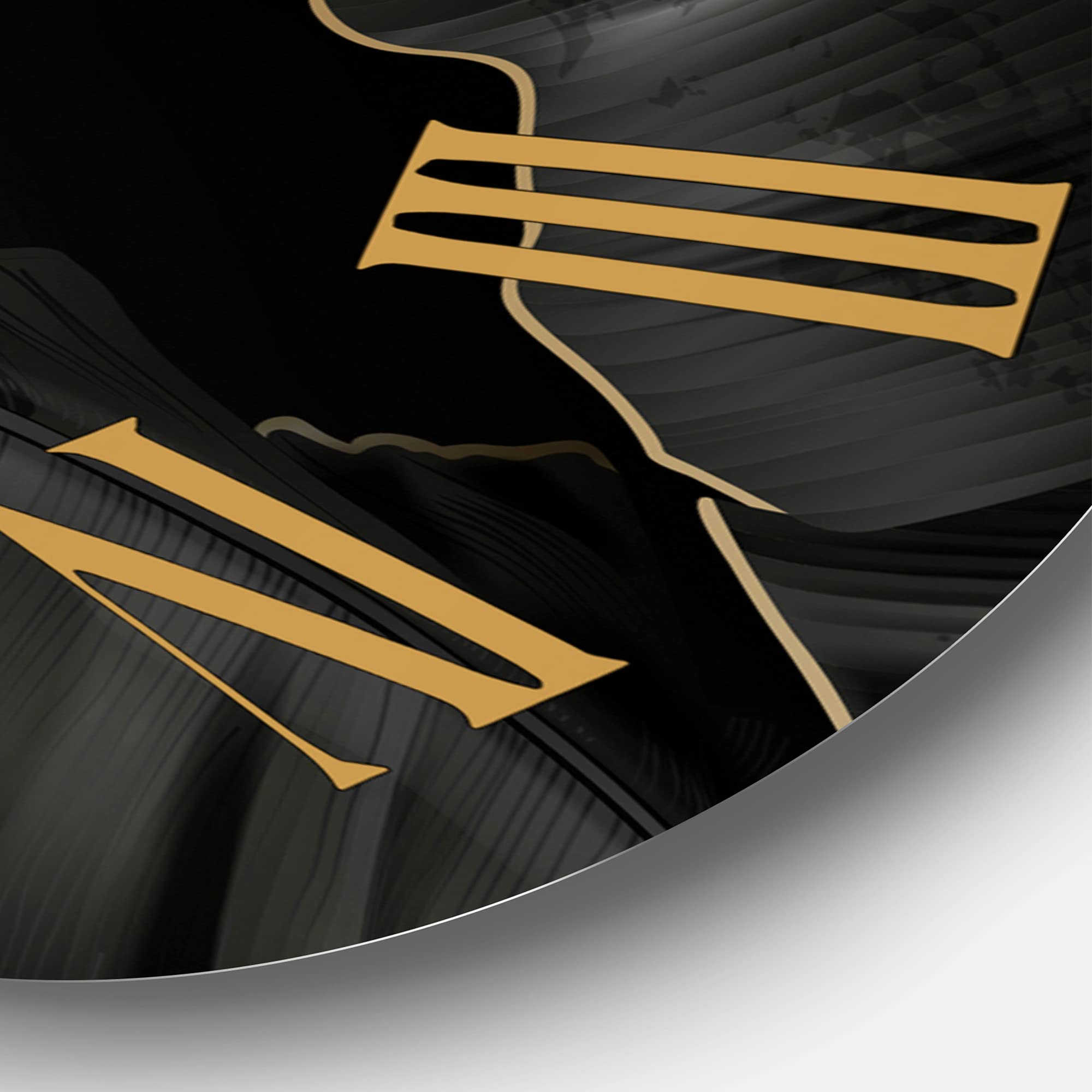 DesignQ Modern Wall Clock - Black & Gold Tropical Leaves III - Large Floral Botanical Wall Clock for Living Room, Bedroom, Office Decor - Perfect for Home, Office & Gift Giving