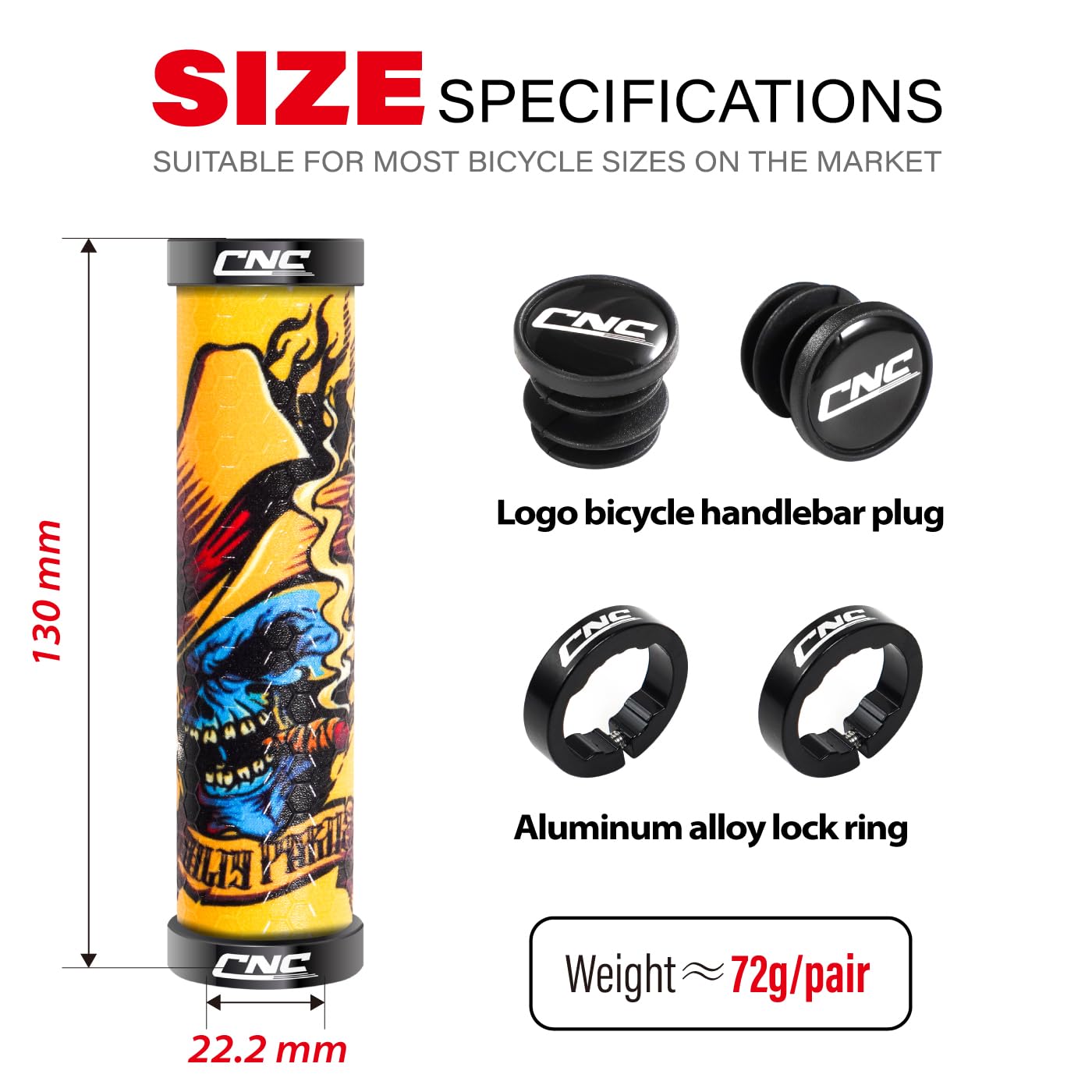 Premium CNC Bike Handlebar Grips - Ergonomic MTB Silicone Grips with Shock-Absorbing Gel for Mountain Bike, BMX & Road Bicycles - Perfect for Off-Road Trails, Commuting & Long-Distance Cycling