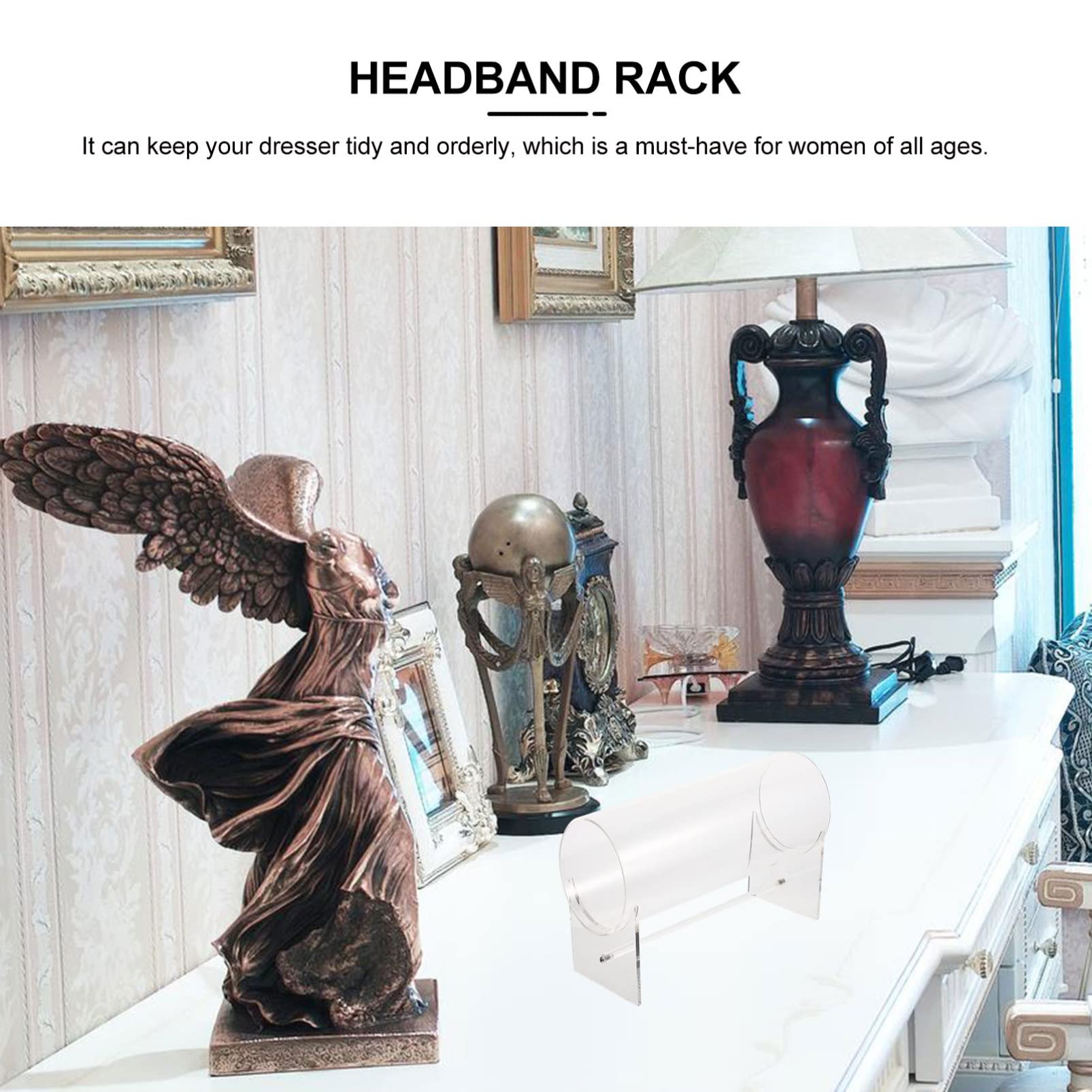 FRCOLOR Acrylic Headband Organizer - Jewelry & Hair Accessory Display Stand for Girls
