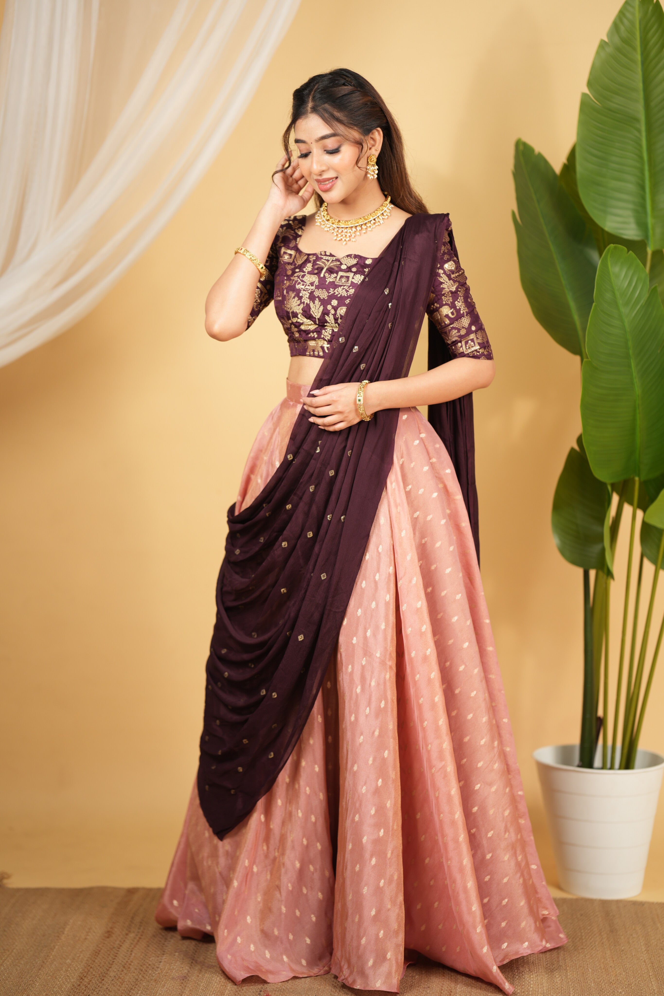 DD710 MAHA Premium Banarasi Cosmos Silk Lehenga Choli - Elegant Indian Bridal Wear for Weddings & Festive Occasions