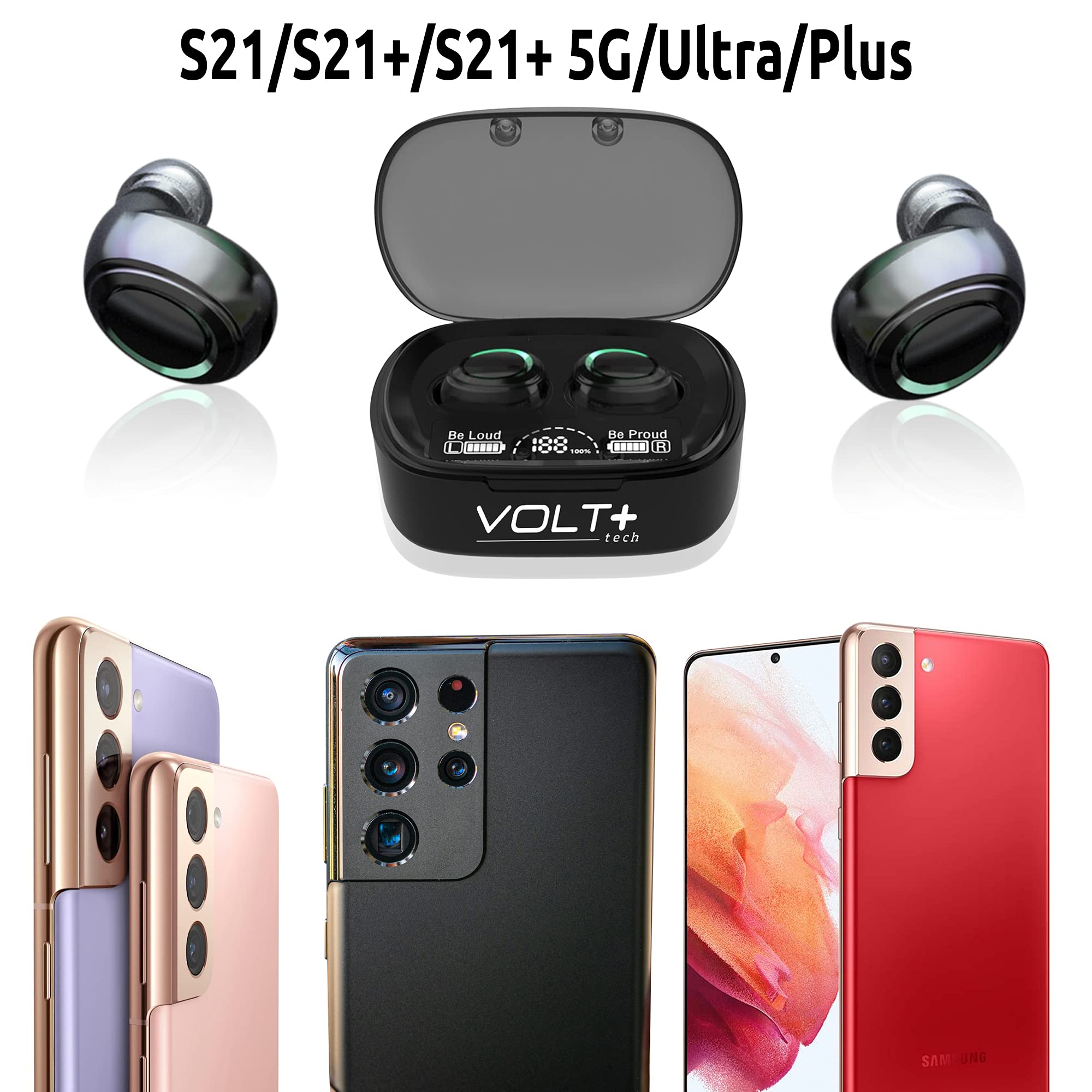 Wireless PRO Bluetooth 5.3 Earbuds with 36H Playback, IPX4 Waterproof, Noise Cancelling & Quad Mic - Compatible with ONN 8 Inch Tablet - Perfect for Workouts, Running & Travel