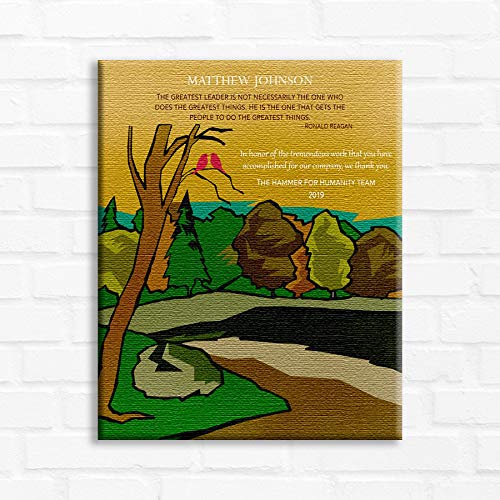 16x20 Custom Canvas Personalized Leadership Gift - Inspirational Mentor Thank You Present with Forest & 2 Birds Design - Ronald Reagan Quote 1846 - Perfect for Office Decor, Retirement Gifts & Mentee Appreciation