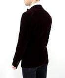 Cavani Sicily Wine Velvet Slim Fit Blazer for Men - Elegant Formal Dinner Jacket for Weddings, Parties & Special Occasions