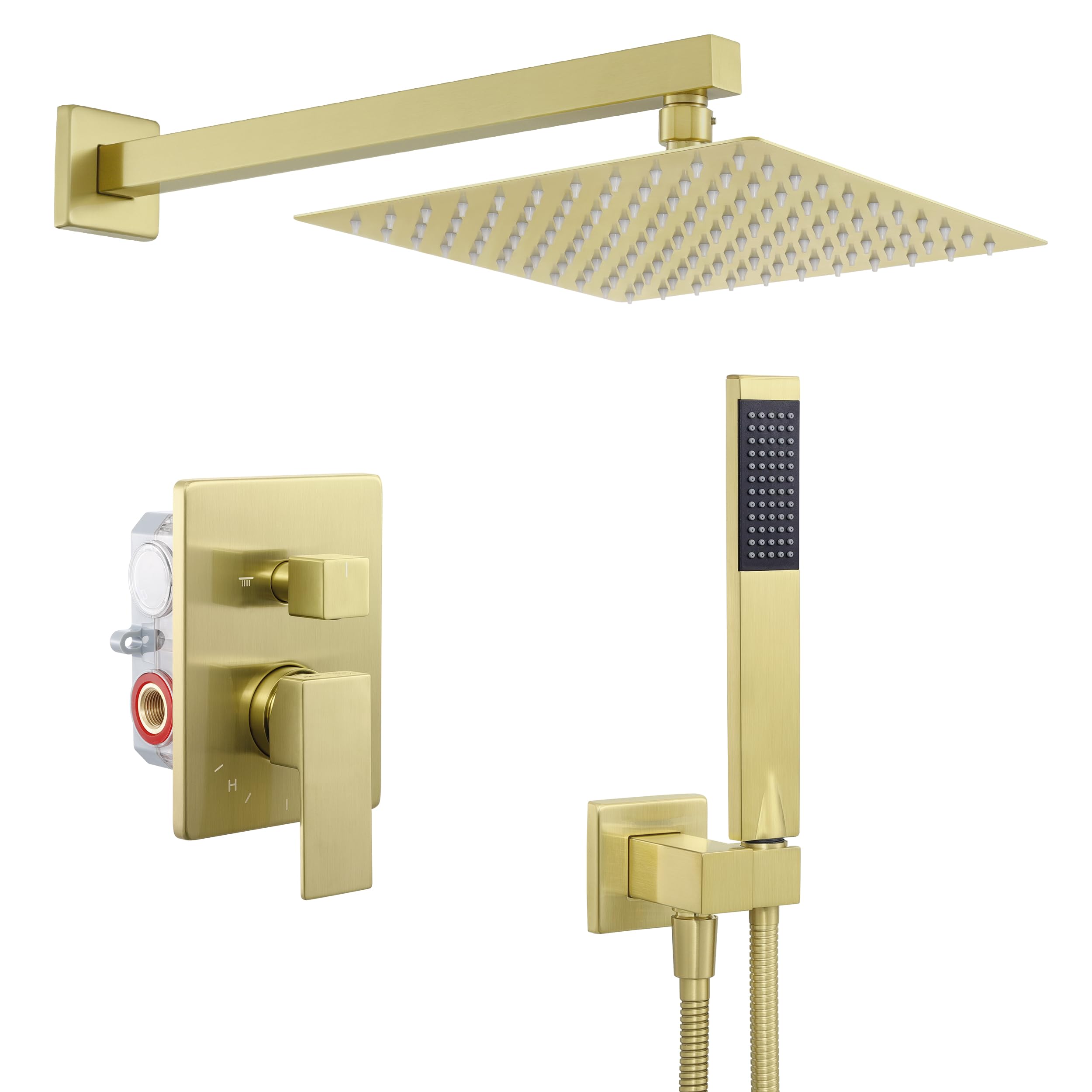 KES Gold Shower Faucet Set - 10 Inch Rain Shower Head with Handheld Sprayer - Complete Pressure Balance Shower System (cUPC Certified Valve Included) - XB6230F18-BZ - Perfect for Modern Bathroom Renovations & Spa-Like Shower Experience